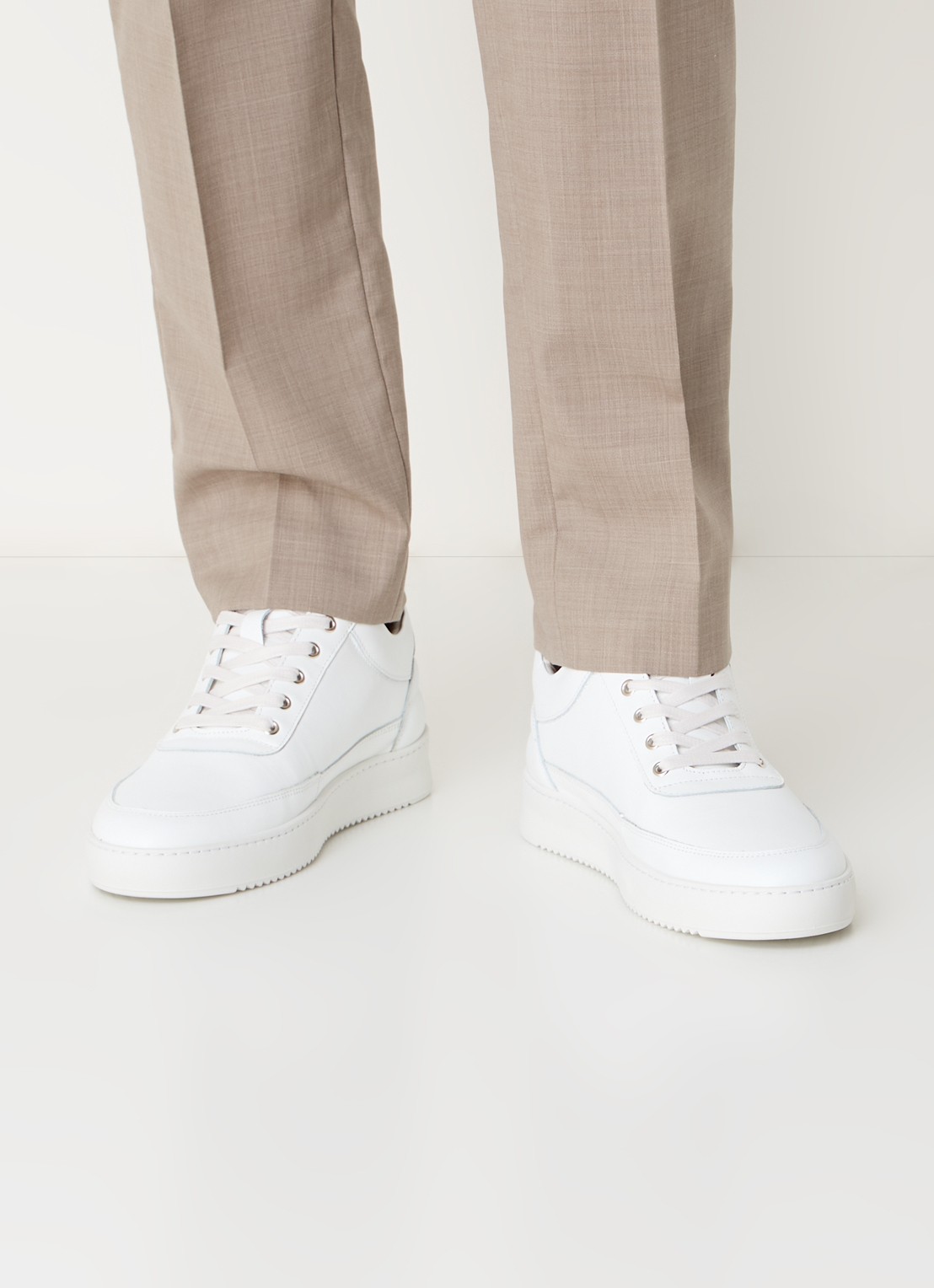 Filling Pieces Low Top Ripple Lane sneaker van leer - voorkant 2 wit