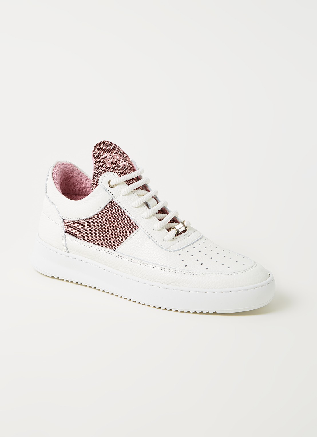 Filling Pieces Low Top Ripple sneaker met leren details - voorkant roze