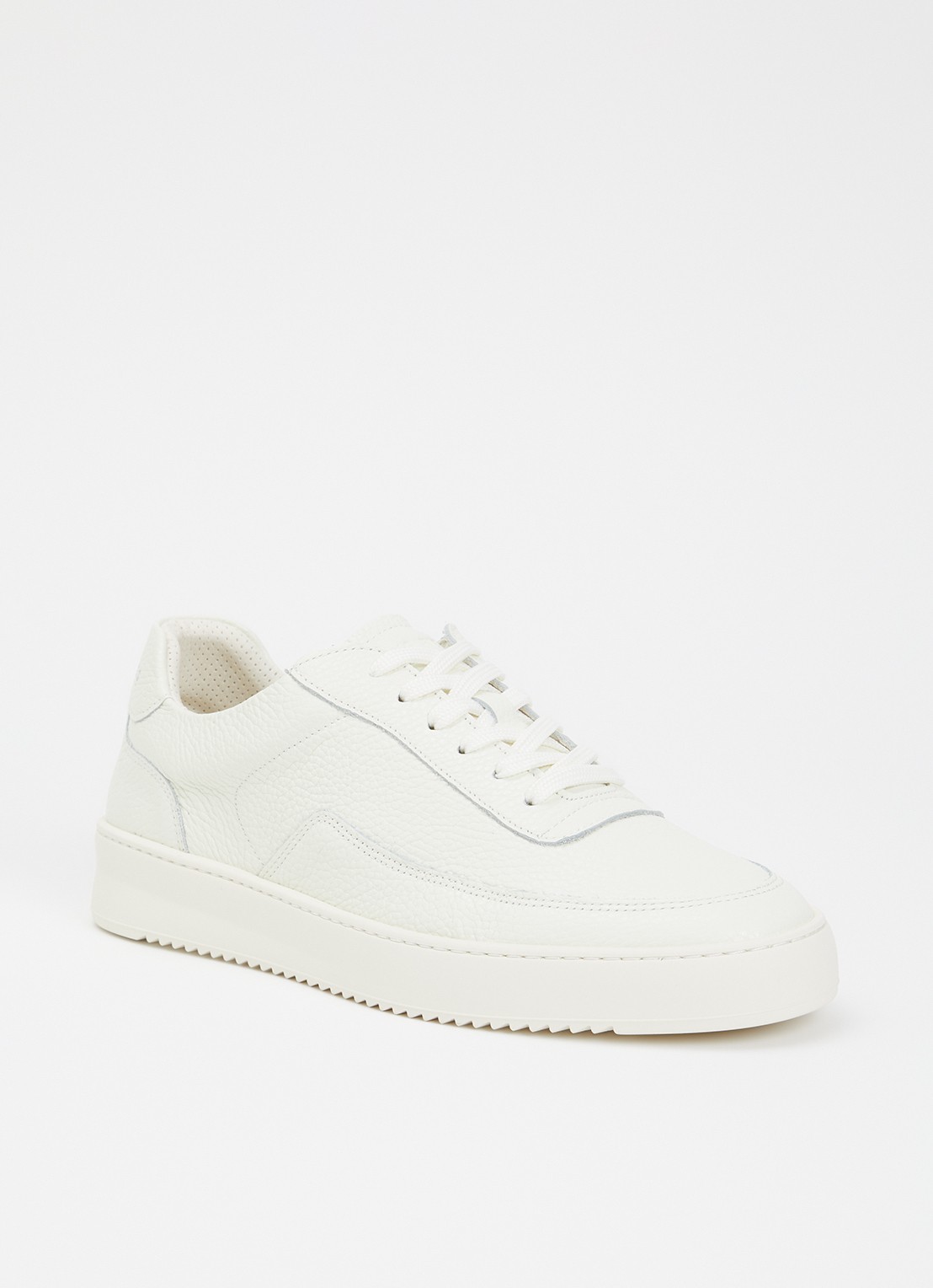 Filling Pieces Mondo Grain sneaker van leer - voorkant gebroken wit