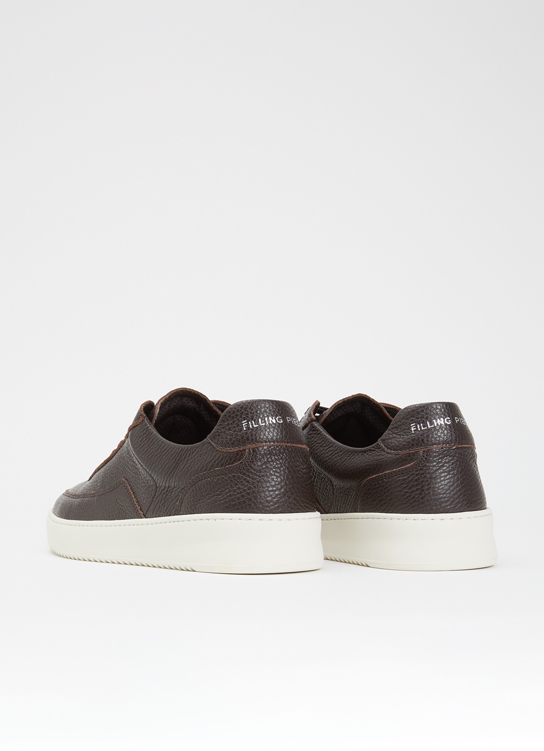 Filling Pieces Mondo Grain sneaker van leer - achterkant 5 donkerbruin