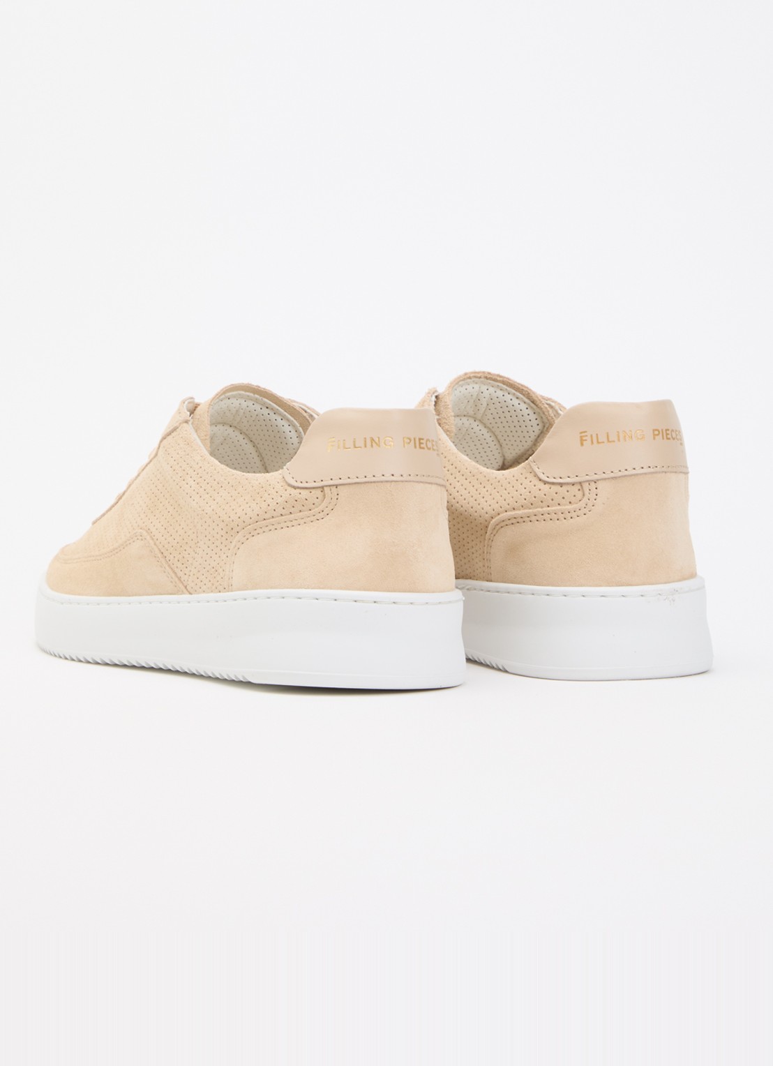 Filling Pieces Mondo Perforated sneaker van suède - achterkant 4 beige