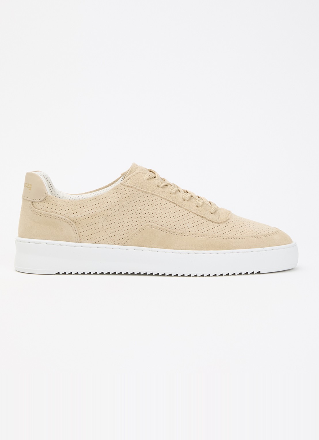 Filling Pieces Mondo Perforated sneaker van suède - voorkant 5 beige