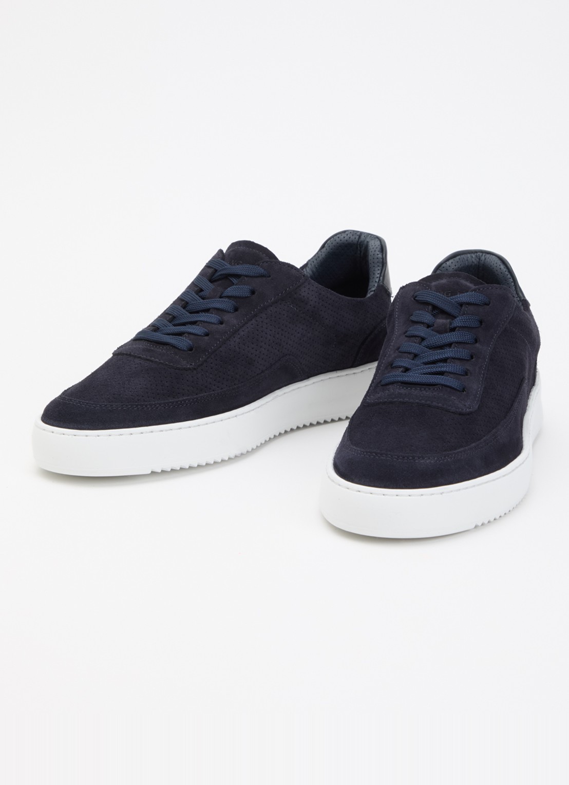 Filling Pieces Mondo Perforated sneaker van suède - detail 3 donkerblauw