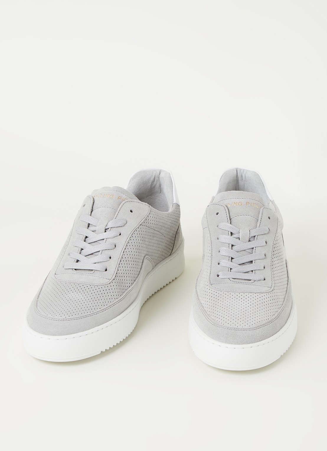 Filling Pieces Mondo Ripple sneaker van suède - detail lichtgrijs