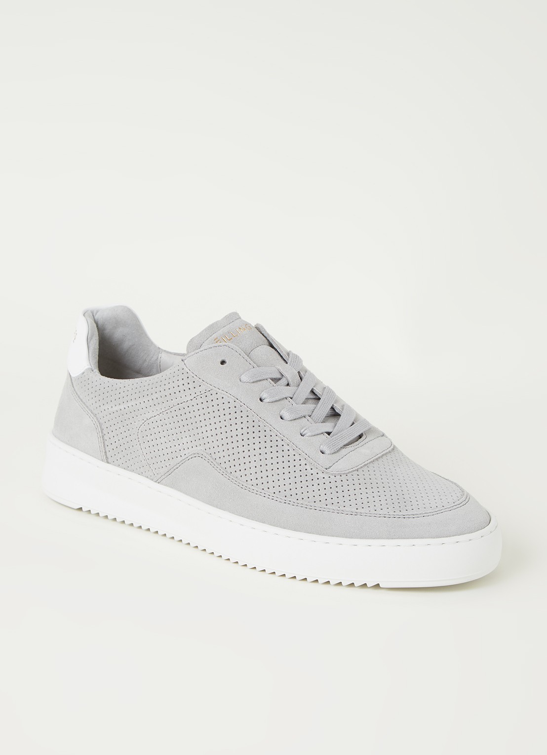 Filling Pieces Mondo Ripple sneaker van suède - voorkant 4 lichtgrijs