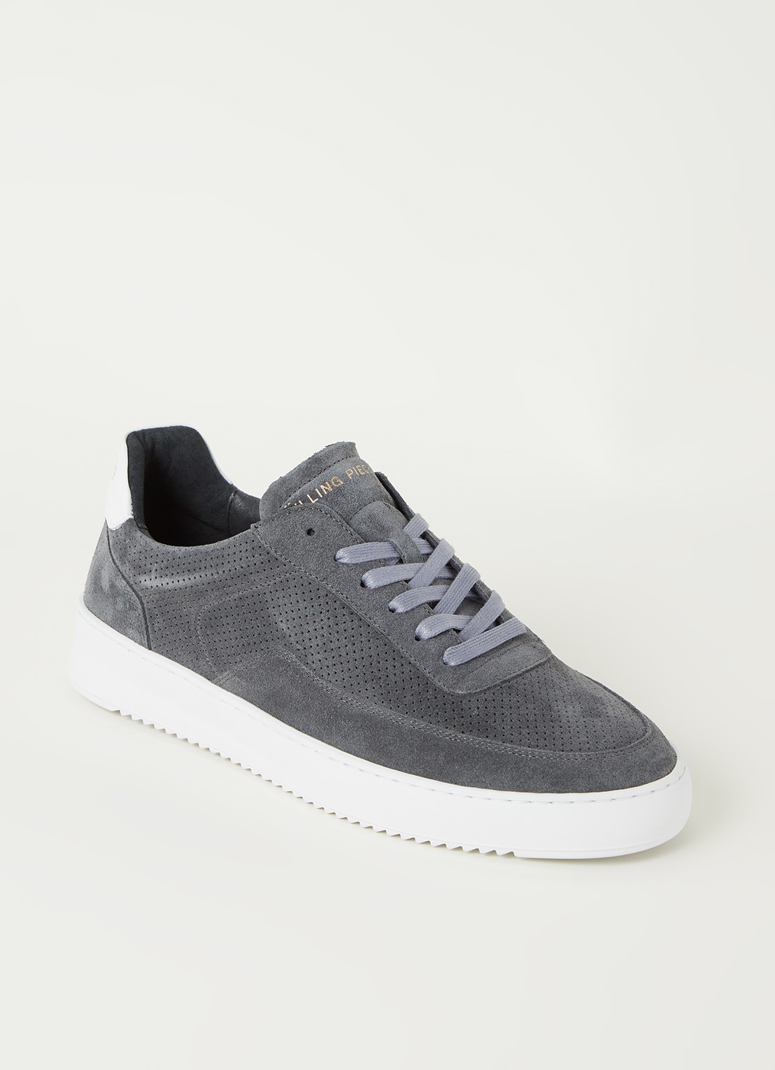 Filling Pieces Mondo Ripple sneaker van suède - voorkant middengrijs