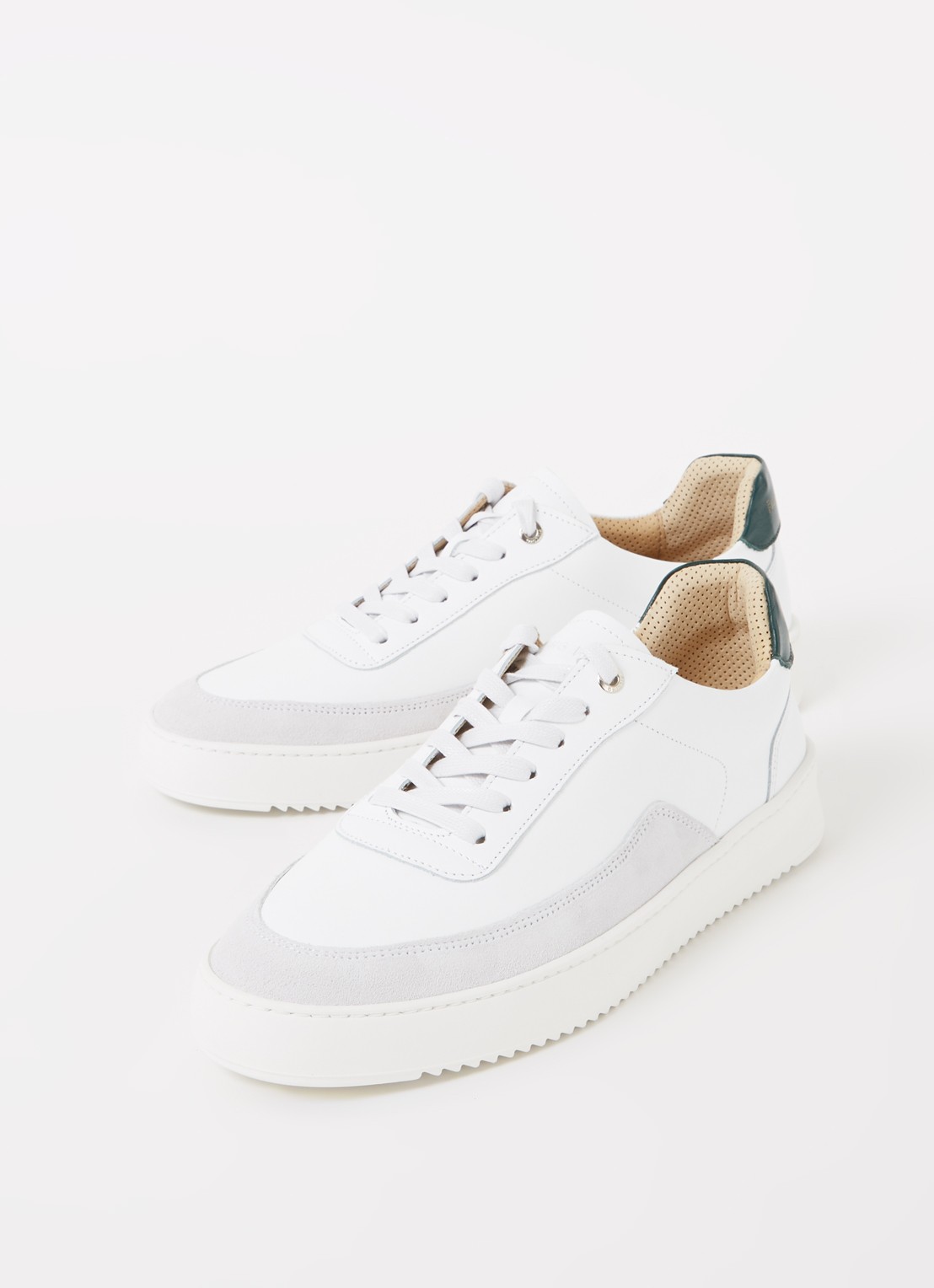 Filling Pieces Mondo sneaker van leer met suède details - detail wit