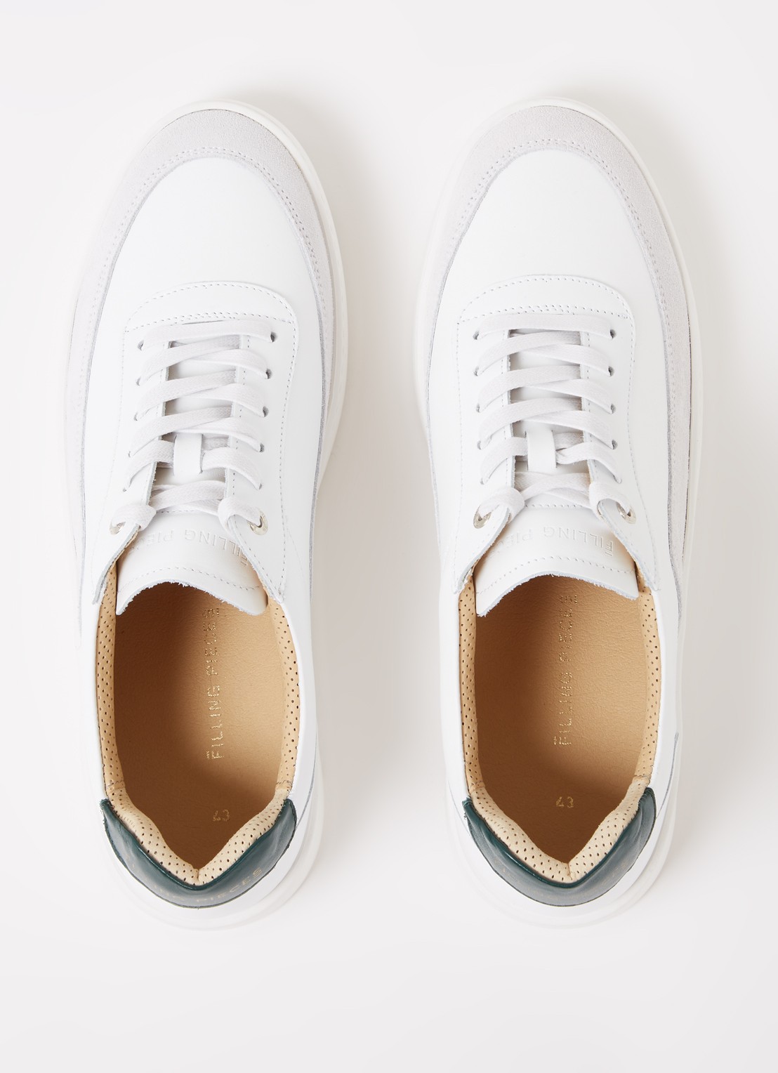 Filling Pieces Mondo sneaker van leer met suède details - detail 3 wit