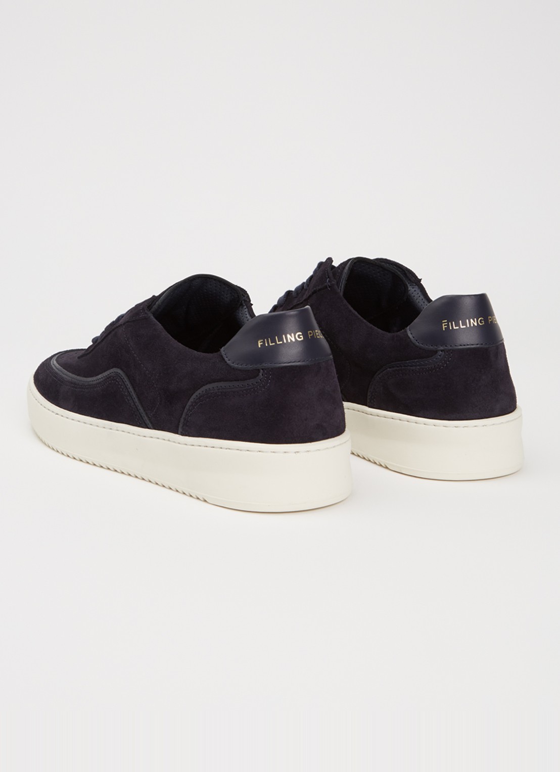 Filling Pieces Mondo Stack sneaker van suède - achterkant donkerblauw