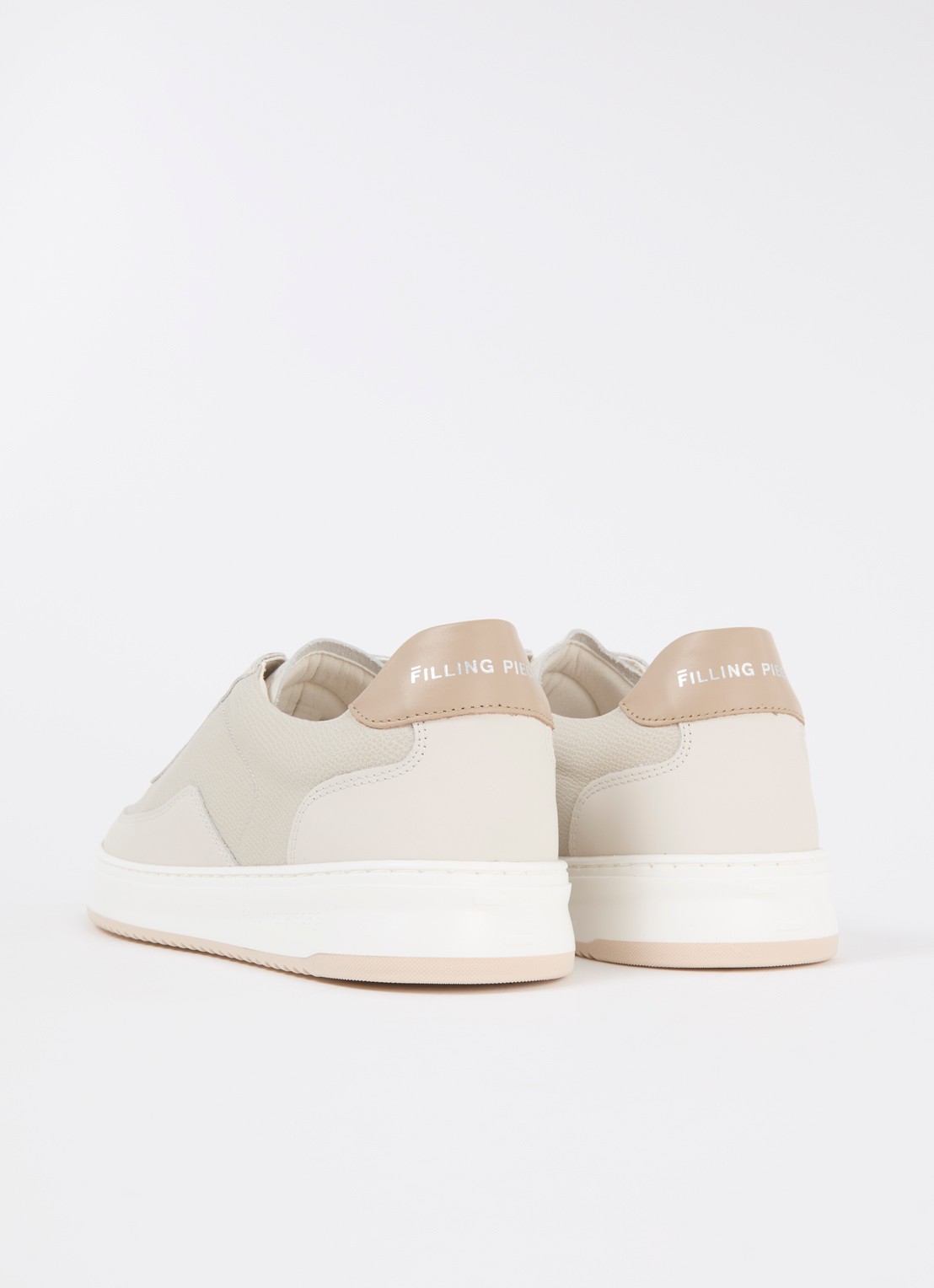 Filling Pieces Mondo Tech Crumbs sneaker van leer - achterkant gebroken wit