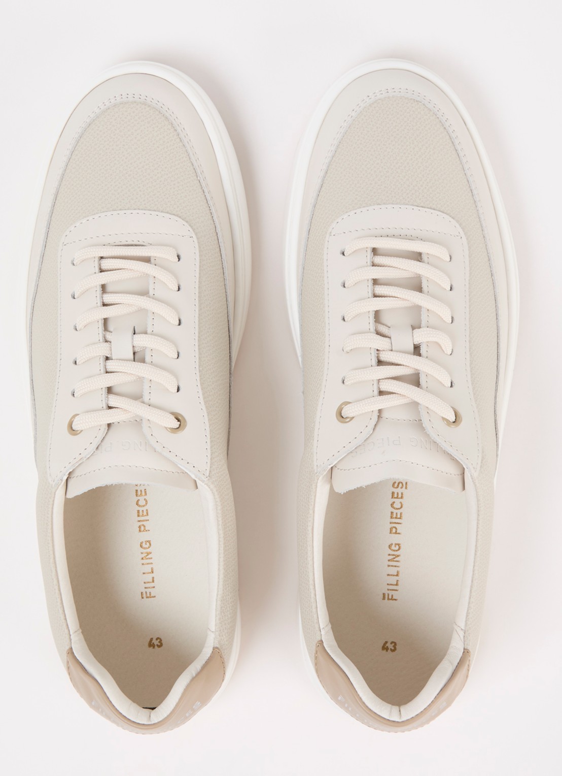 Filling Pieces Mondo Tech Crumbs sneaker van leer - detail 4 gebroken wit
