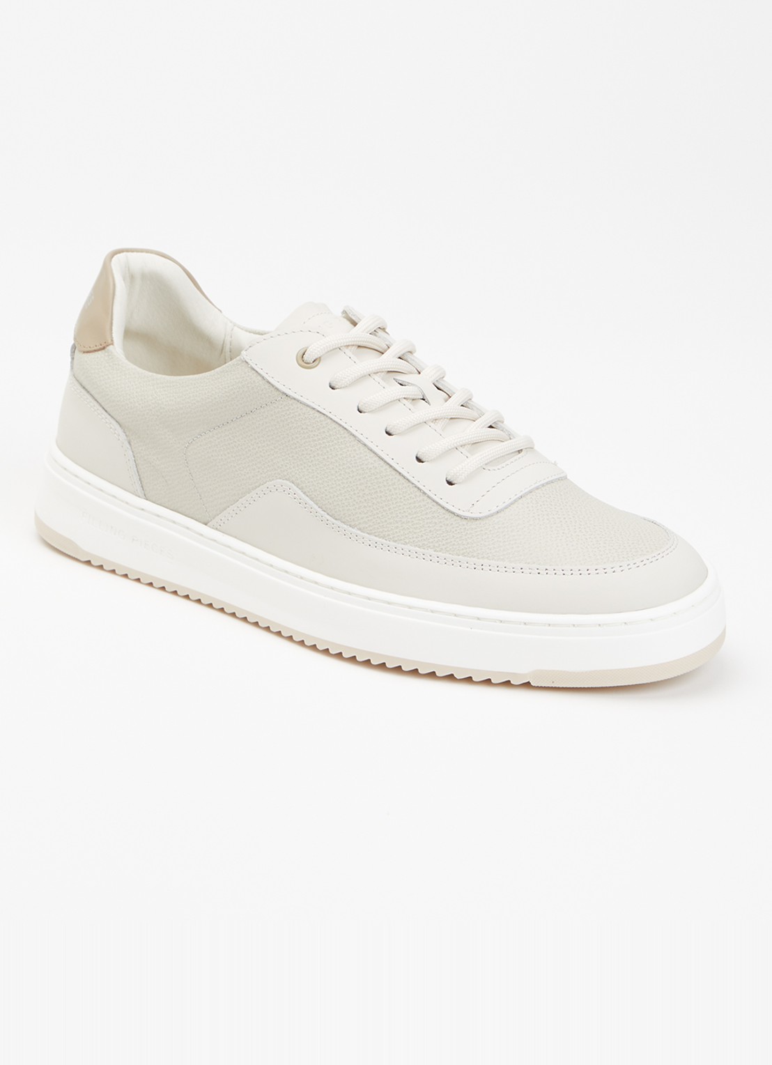 Filling Pieces Mondo Tech Crumbs sneaker van leer - voorkant 10 gebroken wit