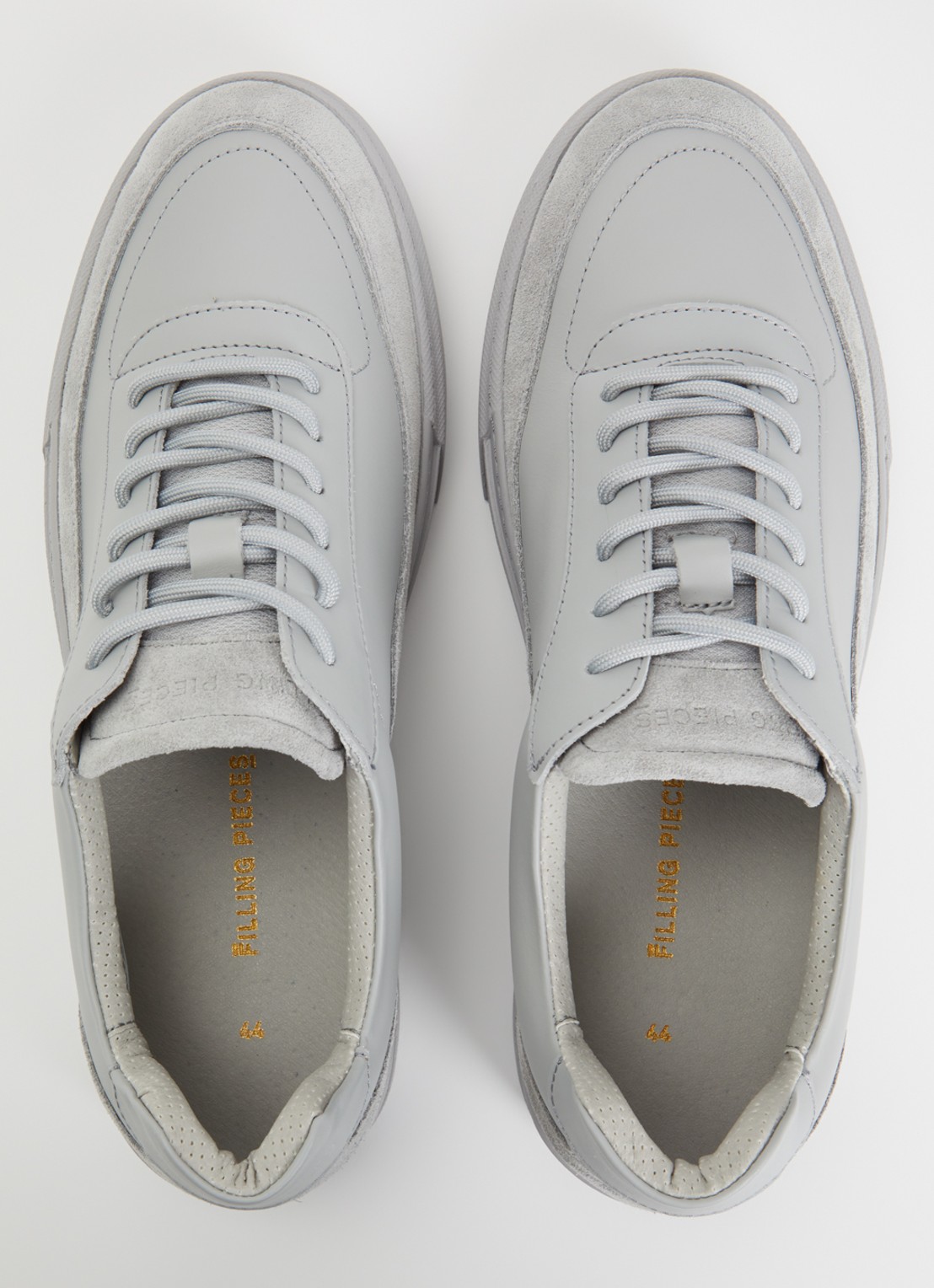 Filling Pieces Mondo Viera sneaker van leer met suède details - detail 3 grijs