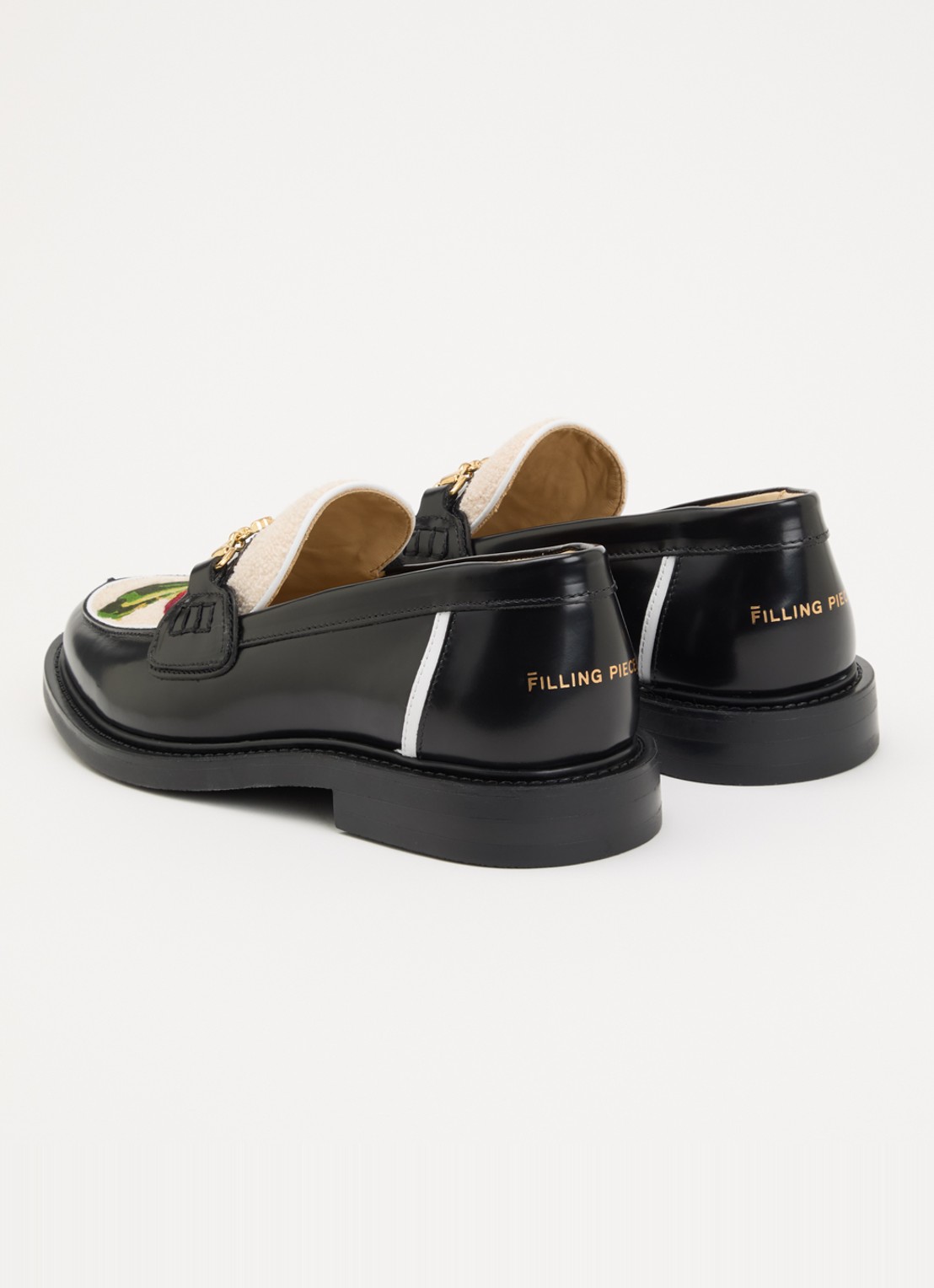 Filling Pieces Pepper loafer van leer met borduring - achterkant 2 zwart