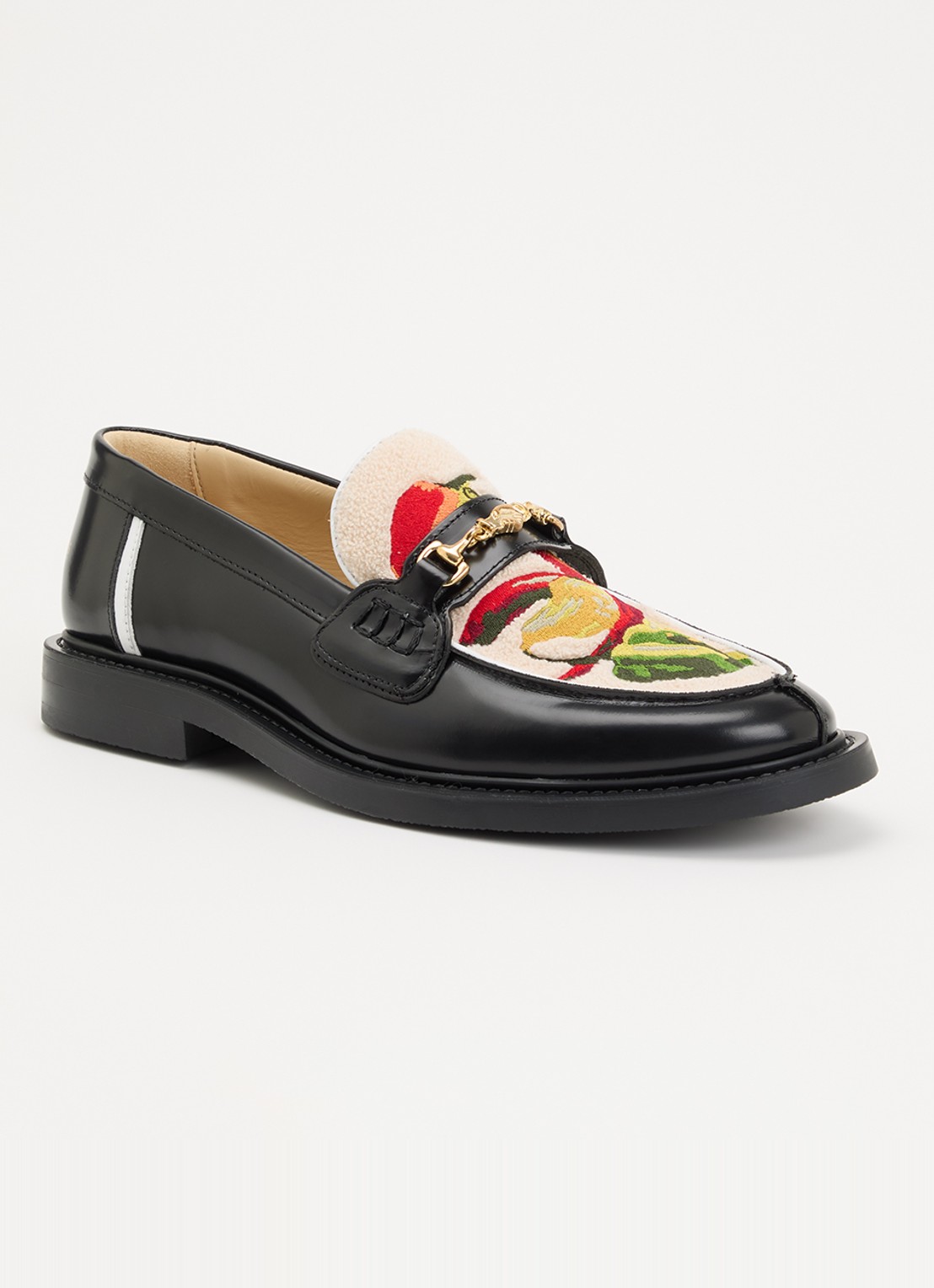 Filling Pieces Pepper loafer van leer met borduring - voorkant zwart