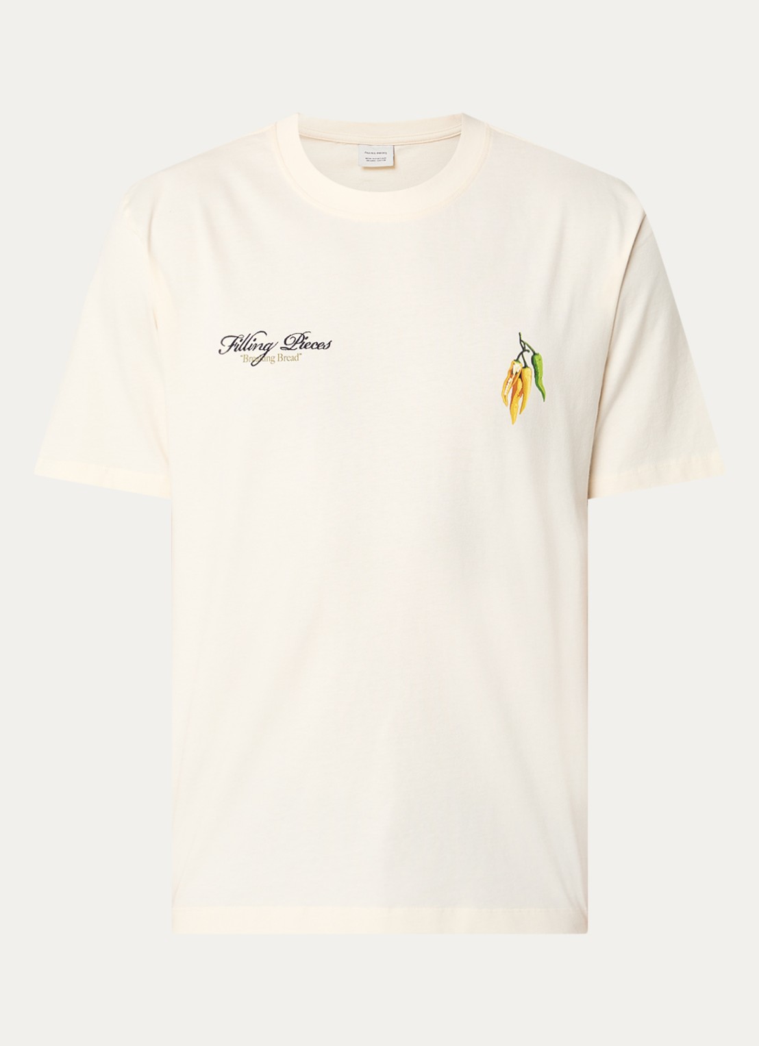 Filling Pieces Pepper T-shirt met logo- en backprint - voorkant 2 creme