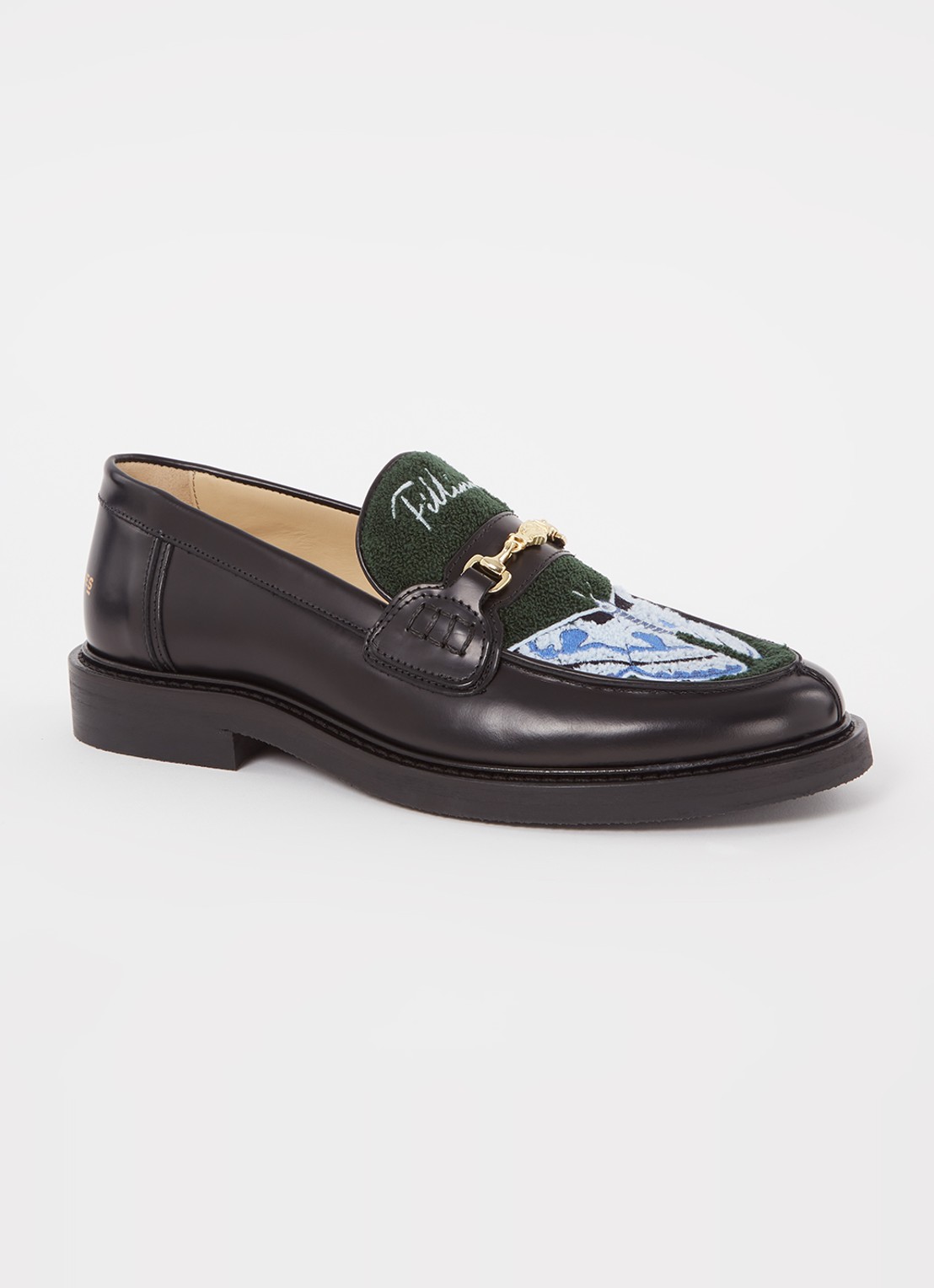 Filling Pieces Polido Microbes loafer van leer met print  - voorkant zwart