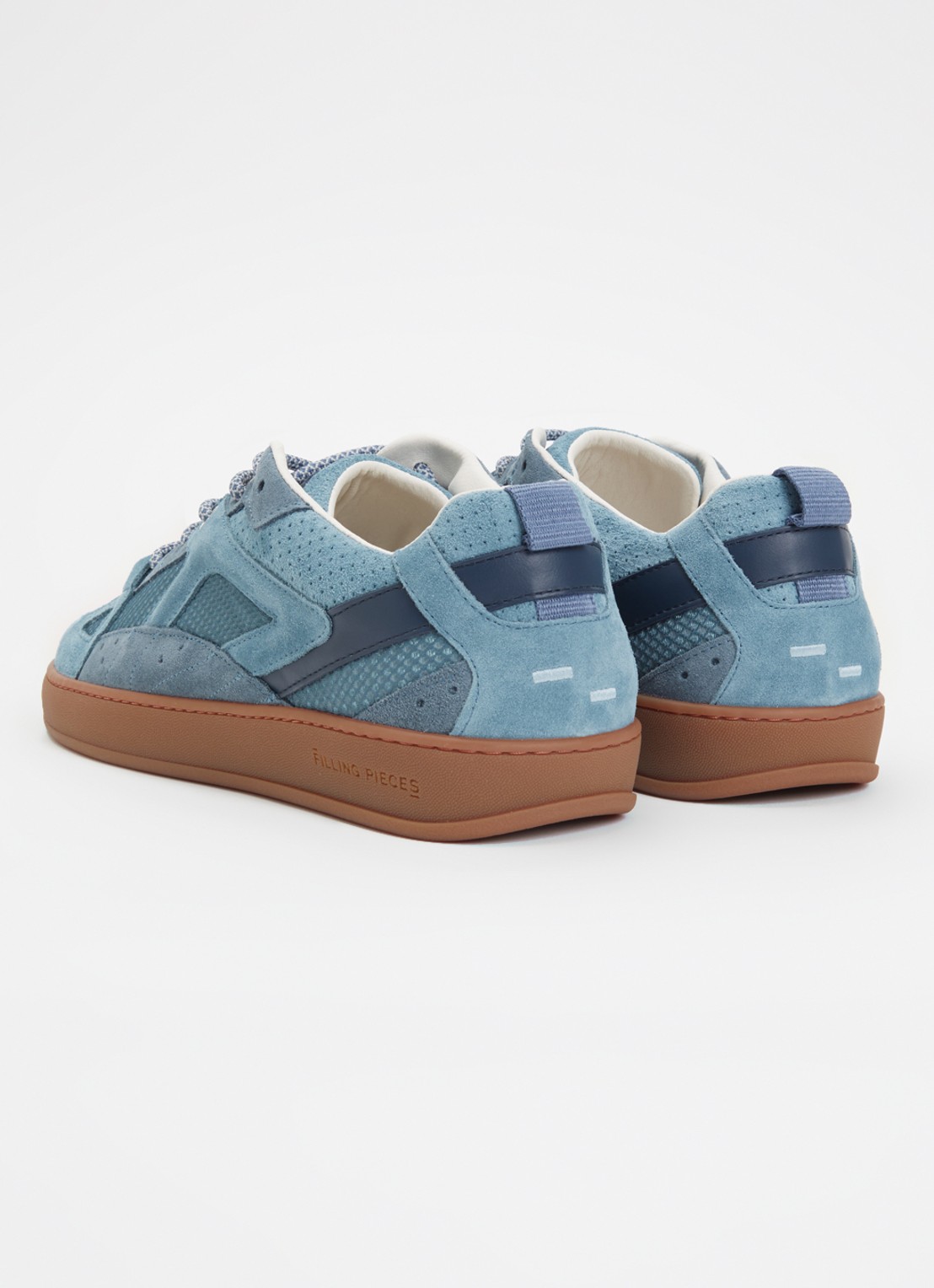 Filling Pieces Prism Peak  sneaker van leer met suède details - achterkant staalblauw