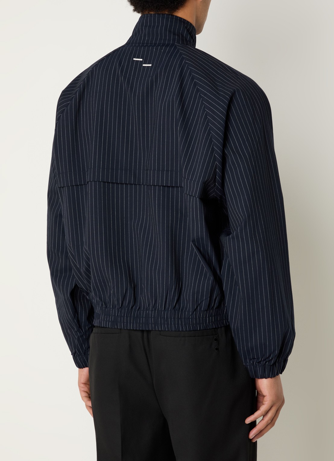 Filling Pieces Raglan jack in wolblend met logoborduring - achterkant 3 donkerblauw