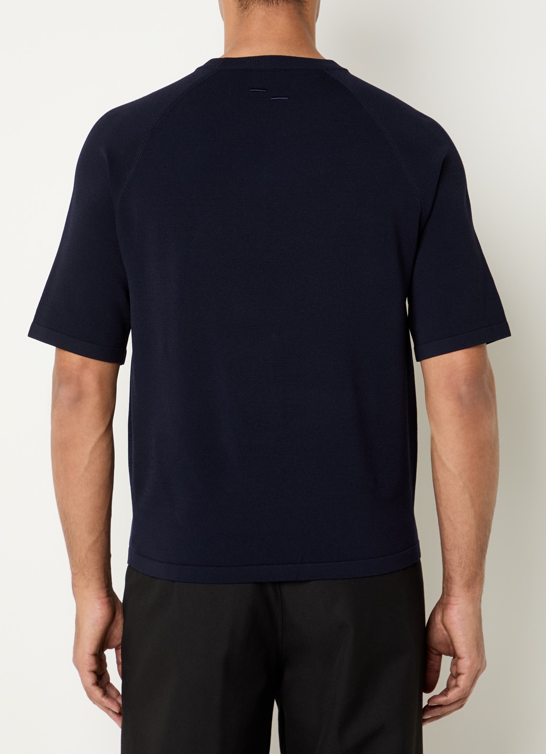 Filling Pieces Raglan T-shirt met logoborduring - achterkant 3 donkerblauw