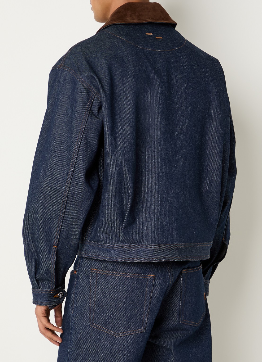 Filling Pieces Raw spijkerjas met details van suède - achterkant 2 indigo