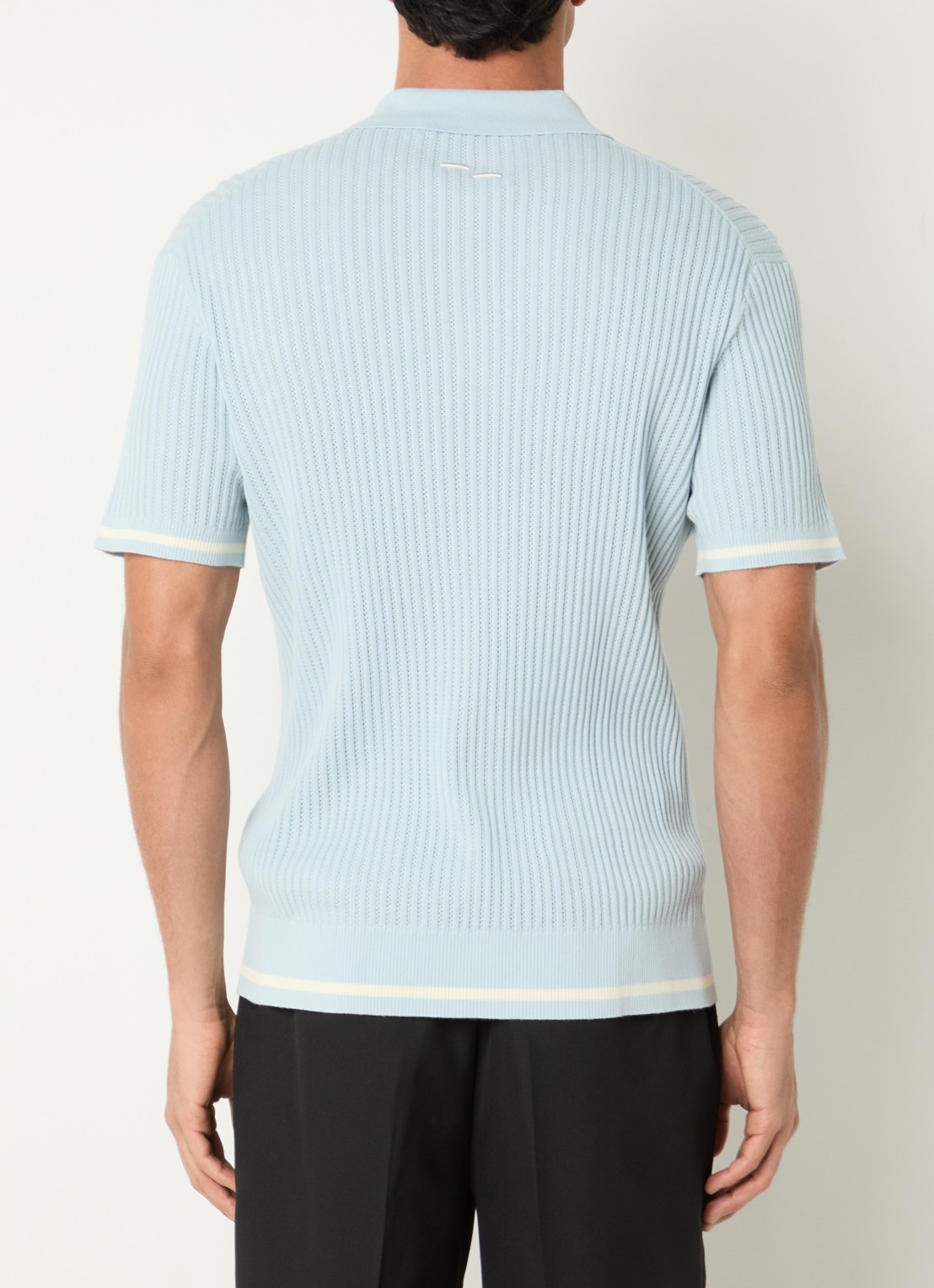 Filling Pieces Regular fit polo met logoborduring - achterkant 3 lichtblauw