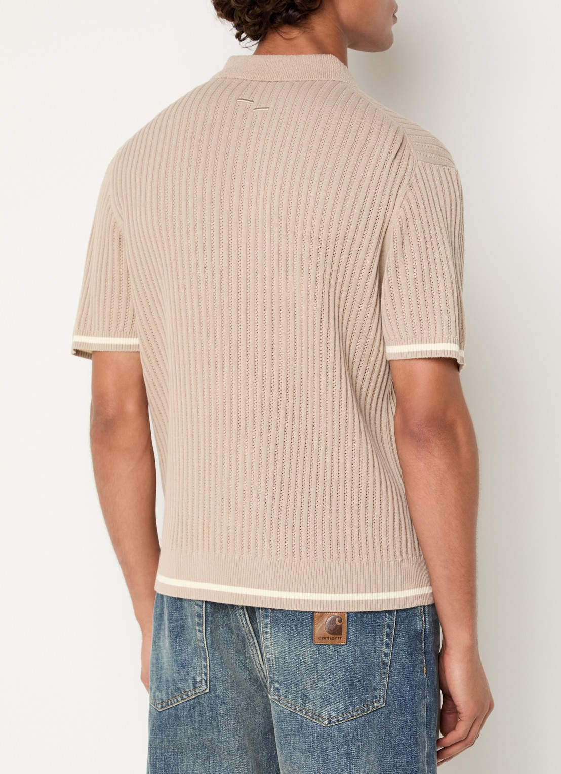 Filling Pieces Regular fit polo met logoborduring - achterkant 3 beige