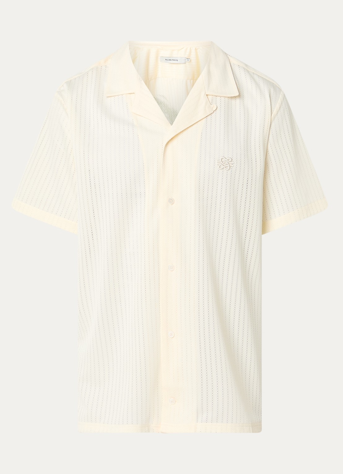 Filling Pieces Resort regular fit overhemd met opengewerkt dessin - voorkant 2 creme