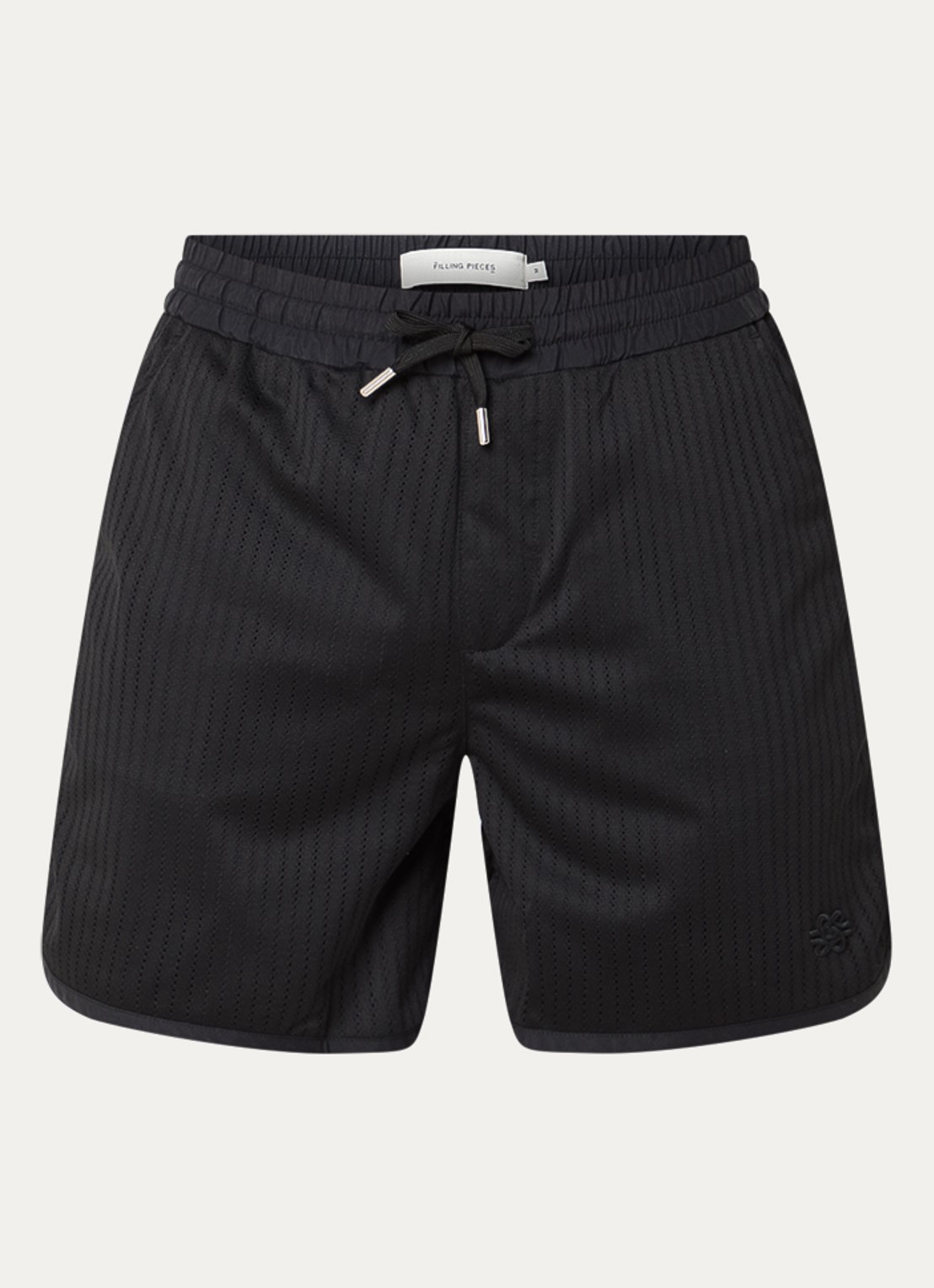 Filling Pieces Resort straight fit korte broek met logoborduring - voorkant 3 zwart