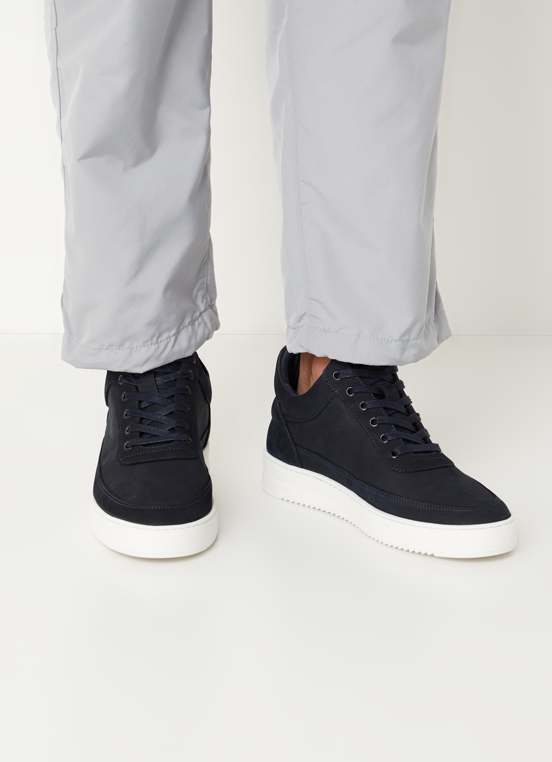 Filling Pieces Sneaker van nubuck - voorkant 2 donkerblauw