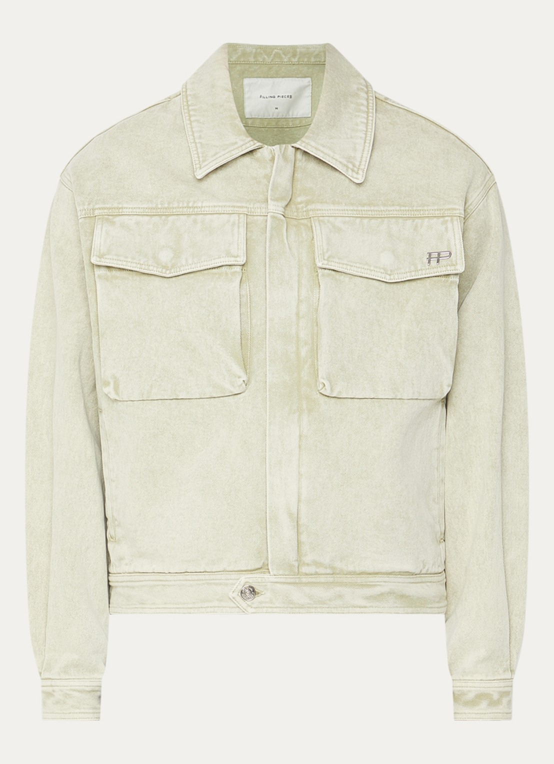 Filling Pieces Spijkerjas met verwassen afwerking - voorkant 2 lindegroen