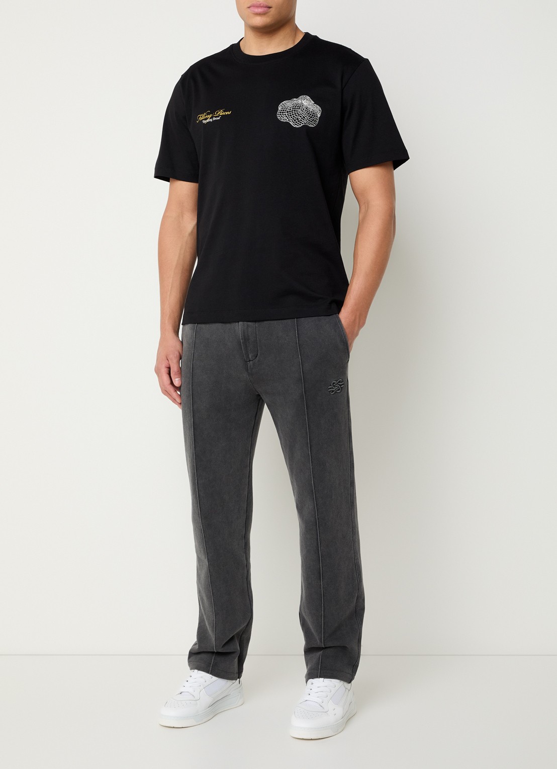 Filling Pieces Straight fit joggingsbroek met steekzakken - voorkant 3 antraciet
