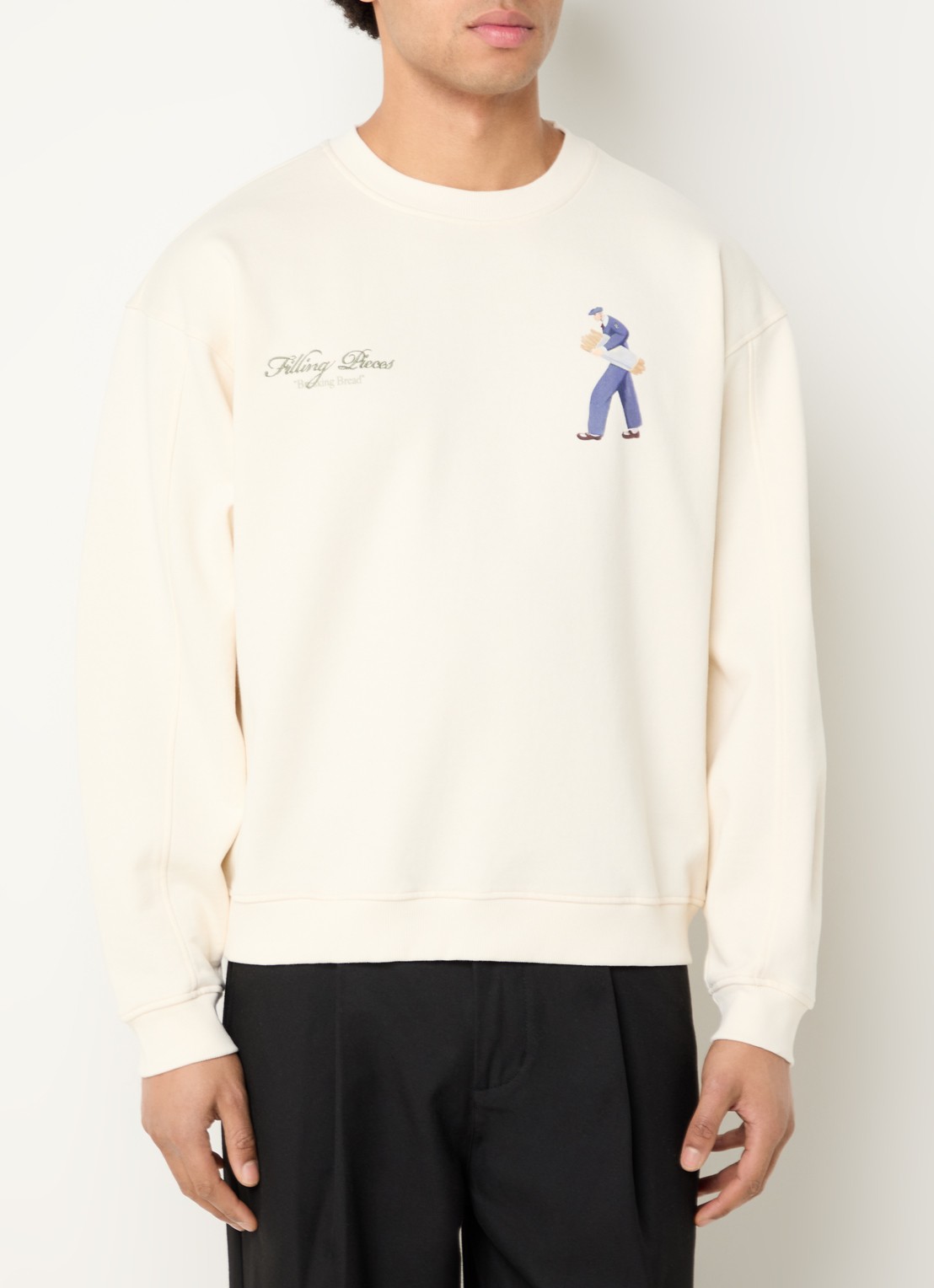 Filling Pieces Sweater met logo- en backprint - achterkant 3 beige