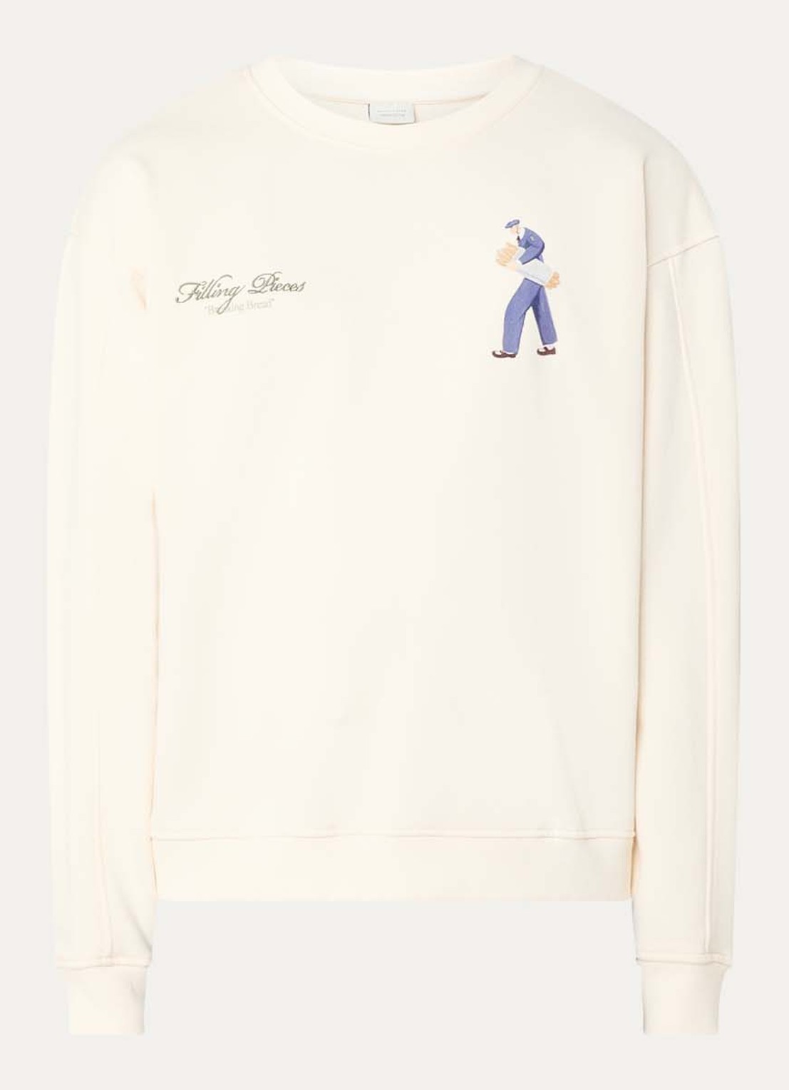 Filling Pieces Sweater met logo- en backprint - voorkant beige