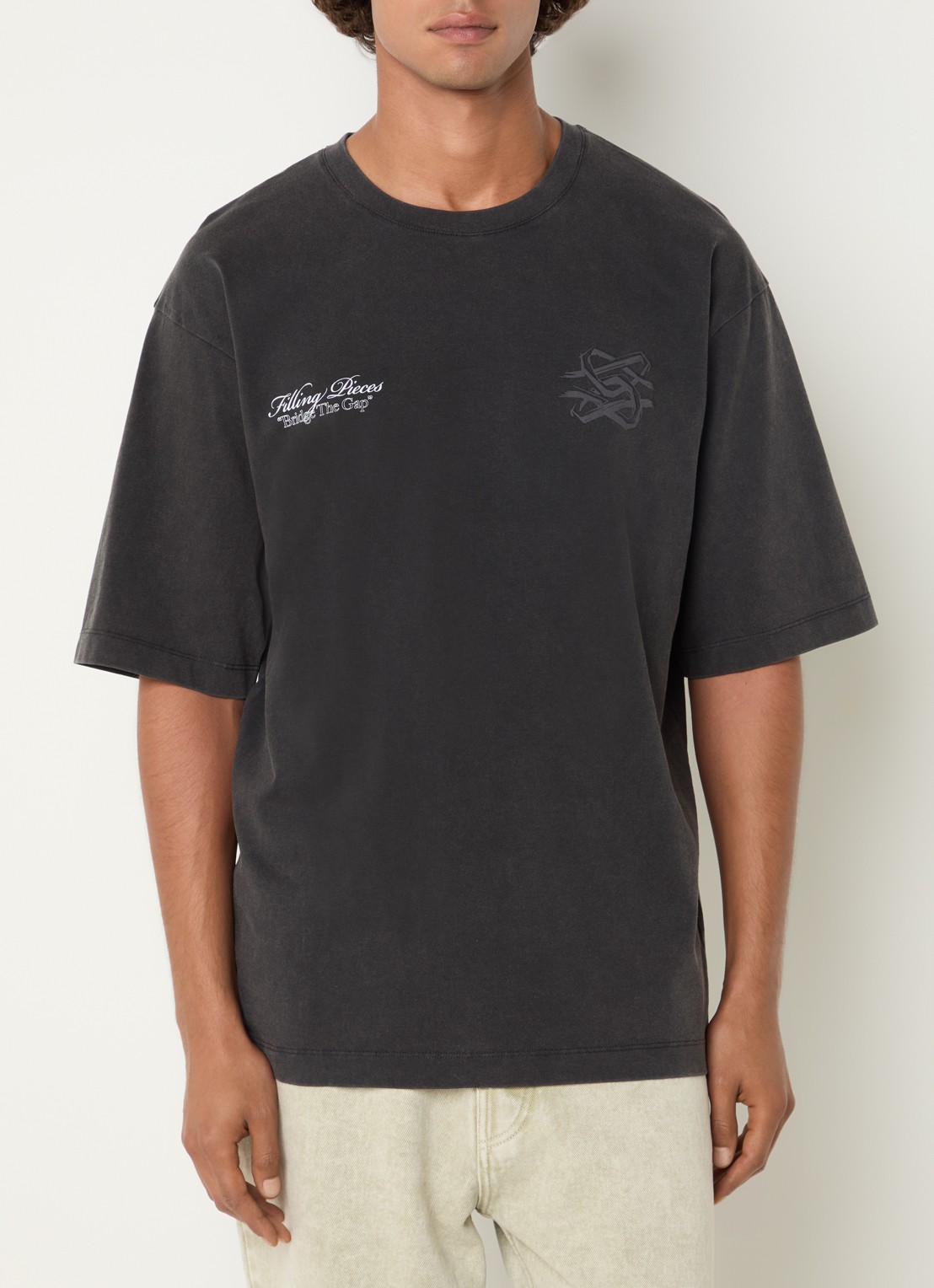Filling Pieces T-shirt met logo- en backprint - achterkant 4 antraciet