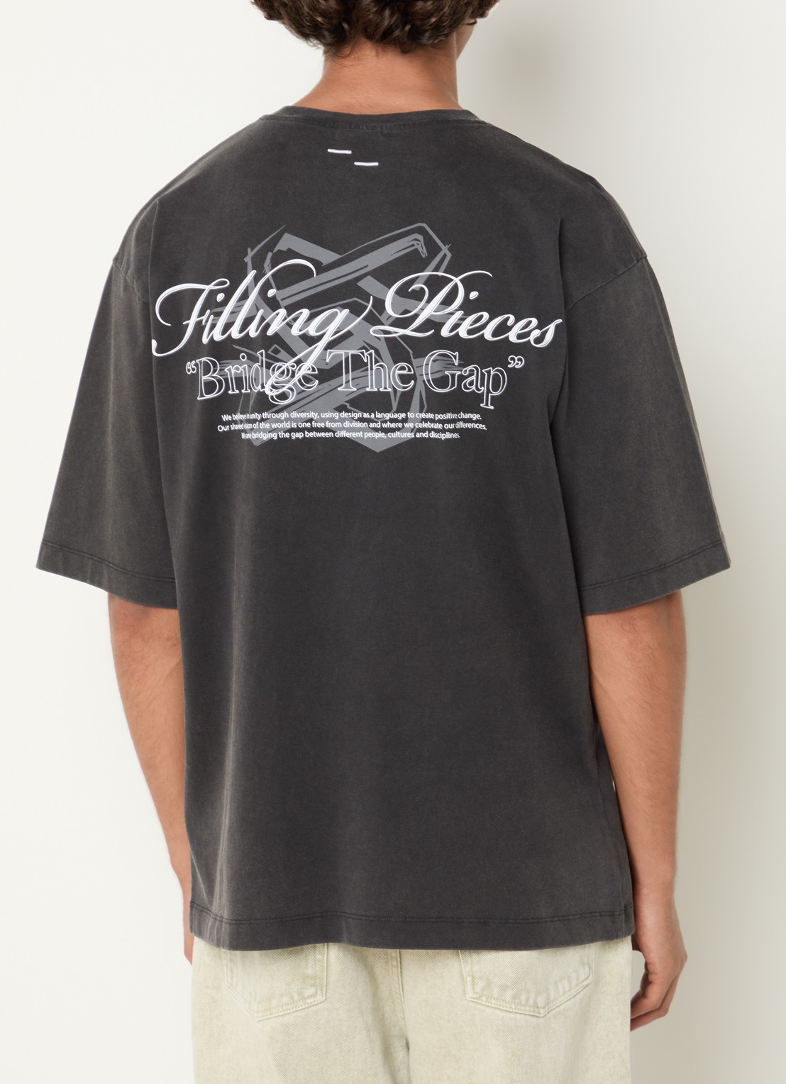 Filling Pieces T-shirt met logo- en backprint - detail 3 antraciet