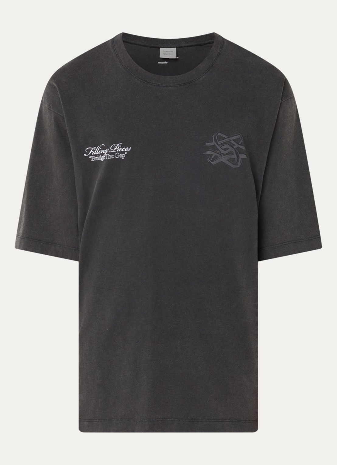 Filling Pieces T-shirt met logo- en backprint - voorkant antraciet