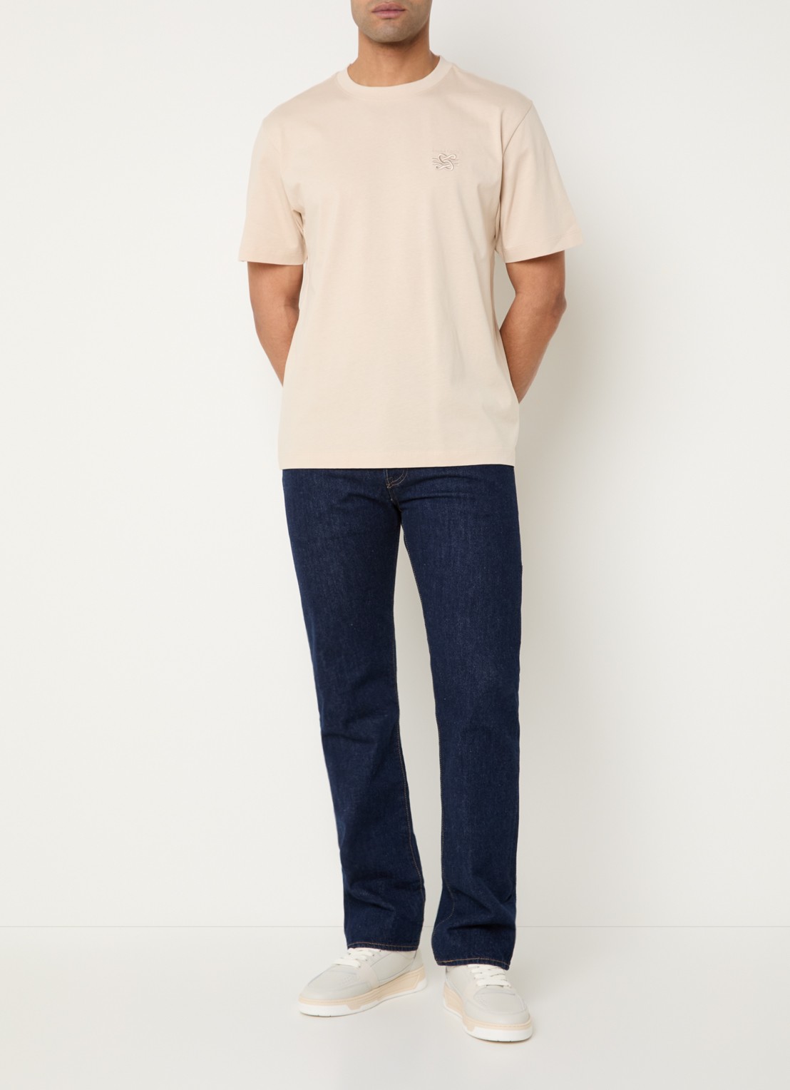 Filling Pieces T-shirt met logoborduring - voorkant 3 creme
