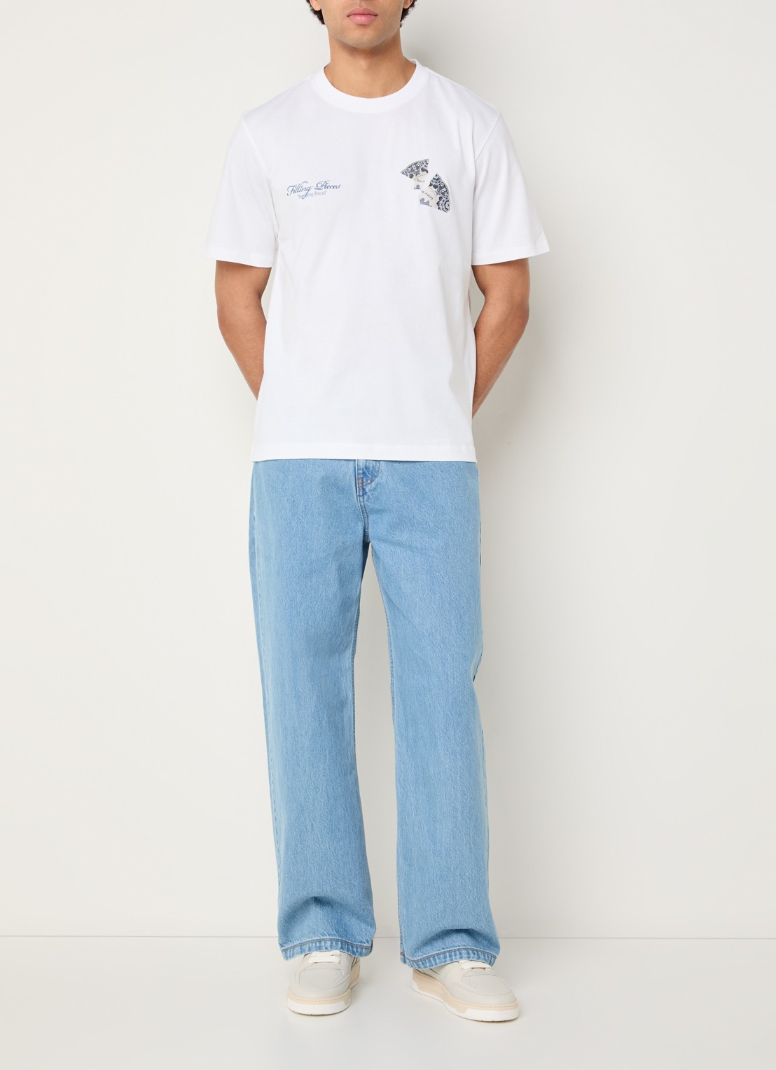 Filling Pieces T-shirt van katoen met logo- en backprint - voorkant 3 wit