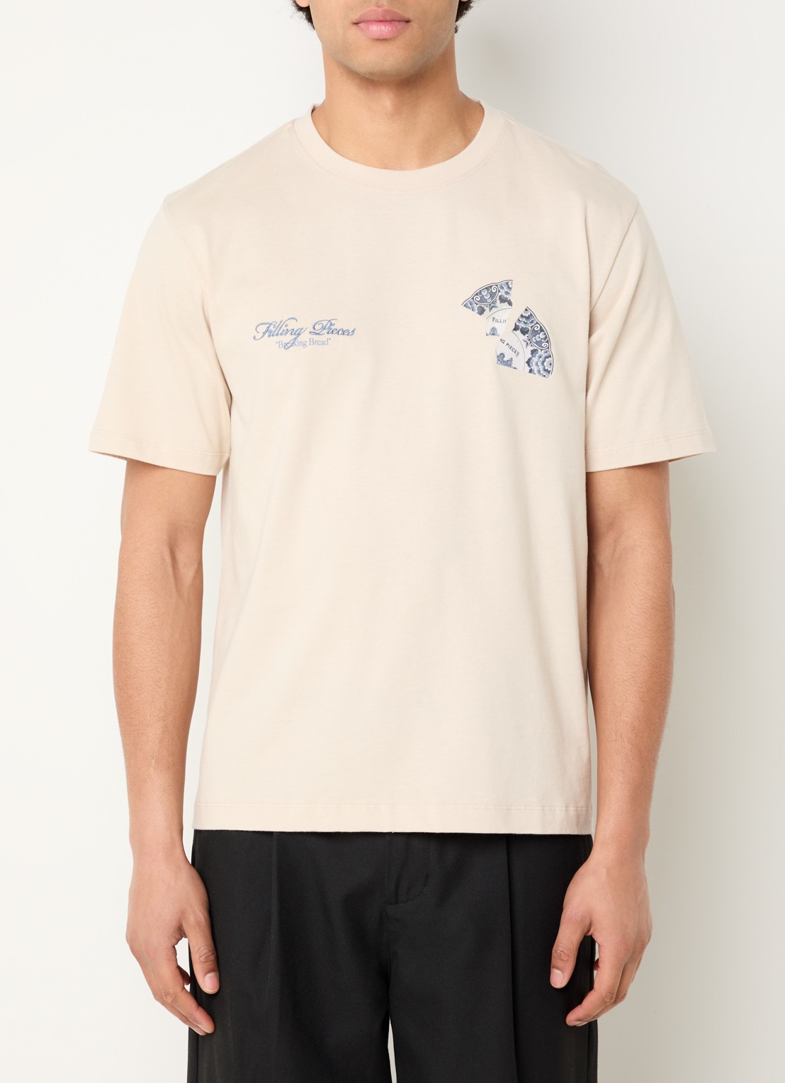 Filling Pieces T-shirt van katoen met logo- en backprint - achterkant 4 beige