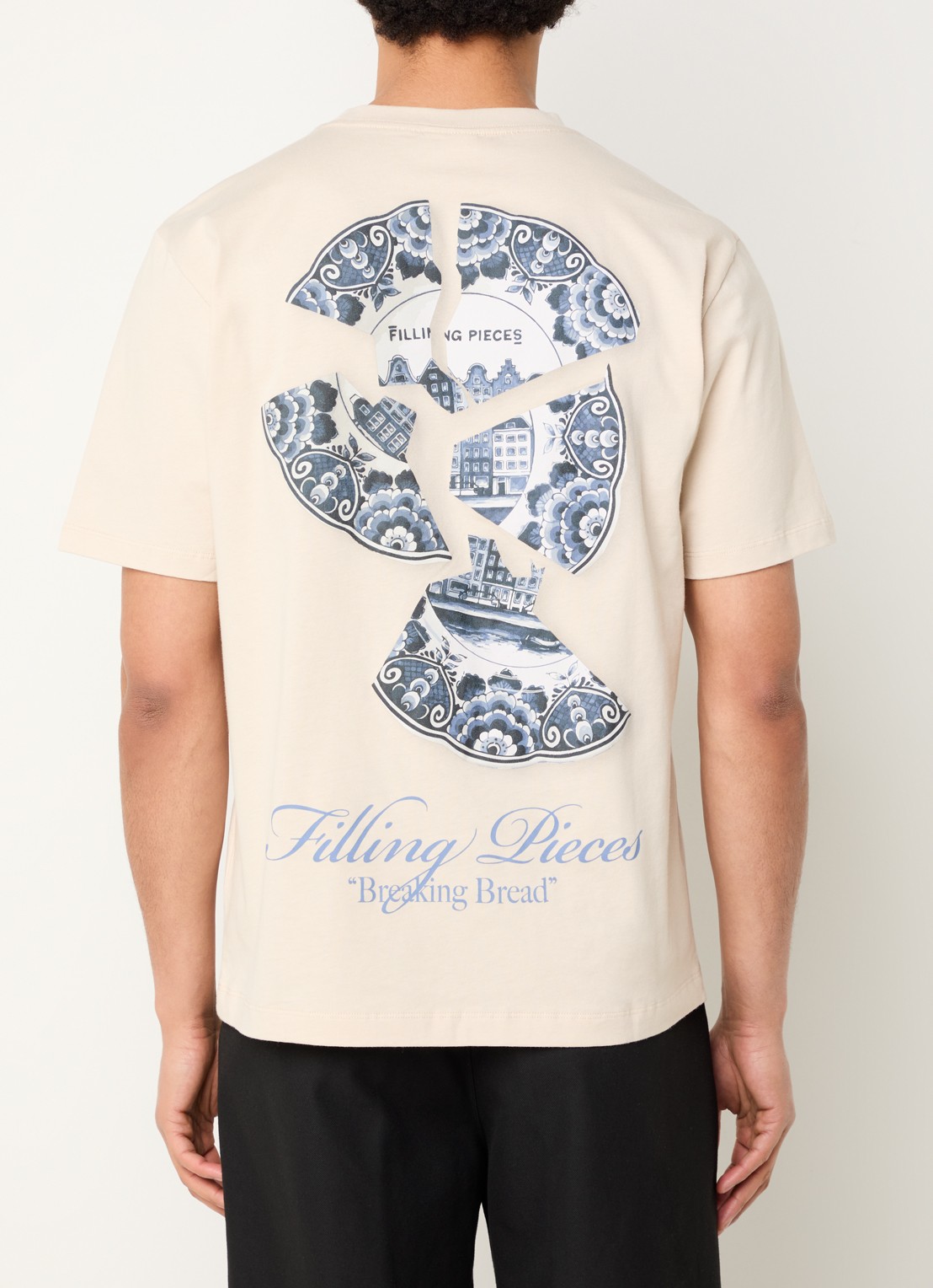 Filling Pieces T-shirt van katoen met logo- en backprint - detail 3 beige