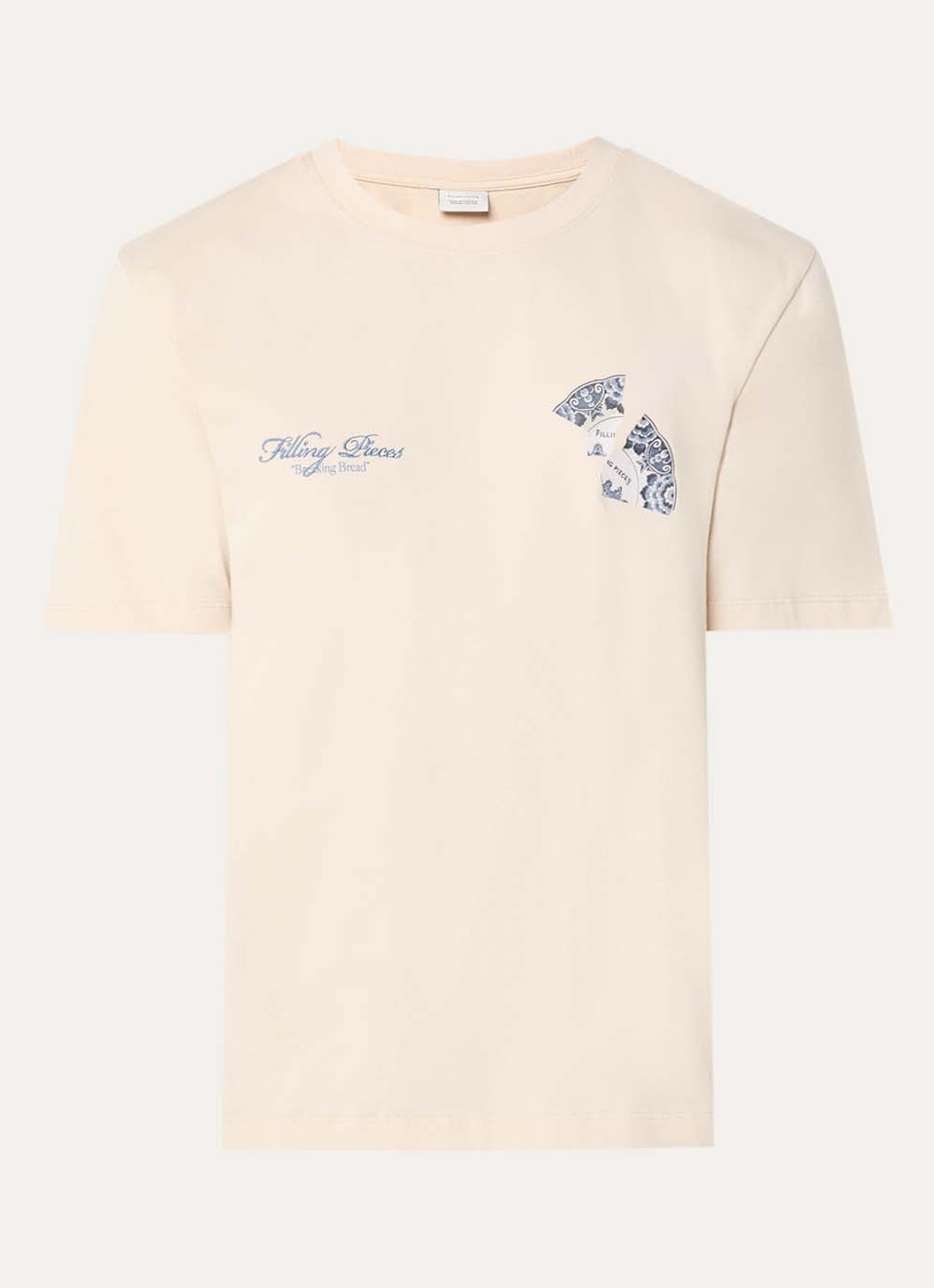 Filling Pieces T-shirt van katoen met logo- en backprint - voorkant beige