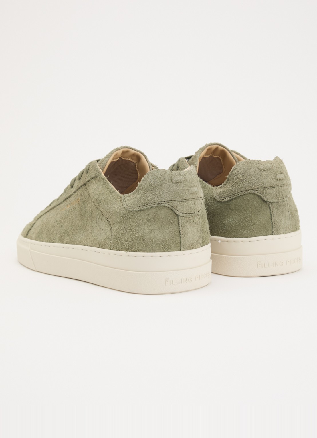 Filling Pieces Tiebreak Fuzz sneaker van  suède met structuur - achterkant 4 lichtgroen