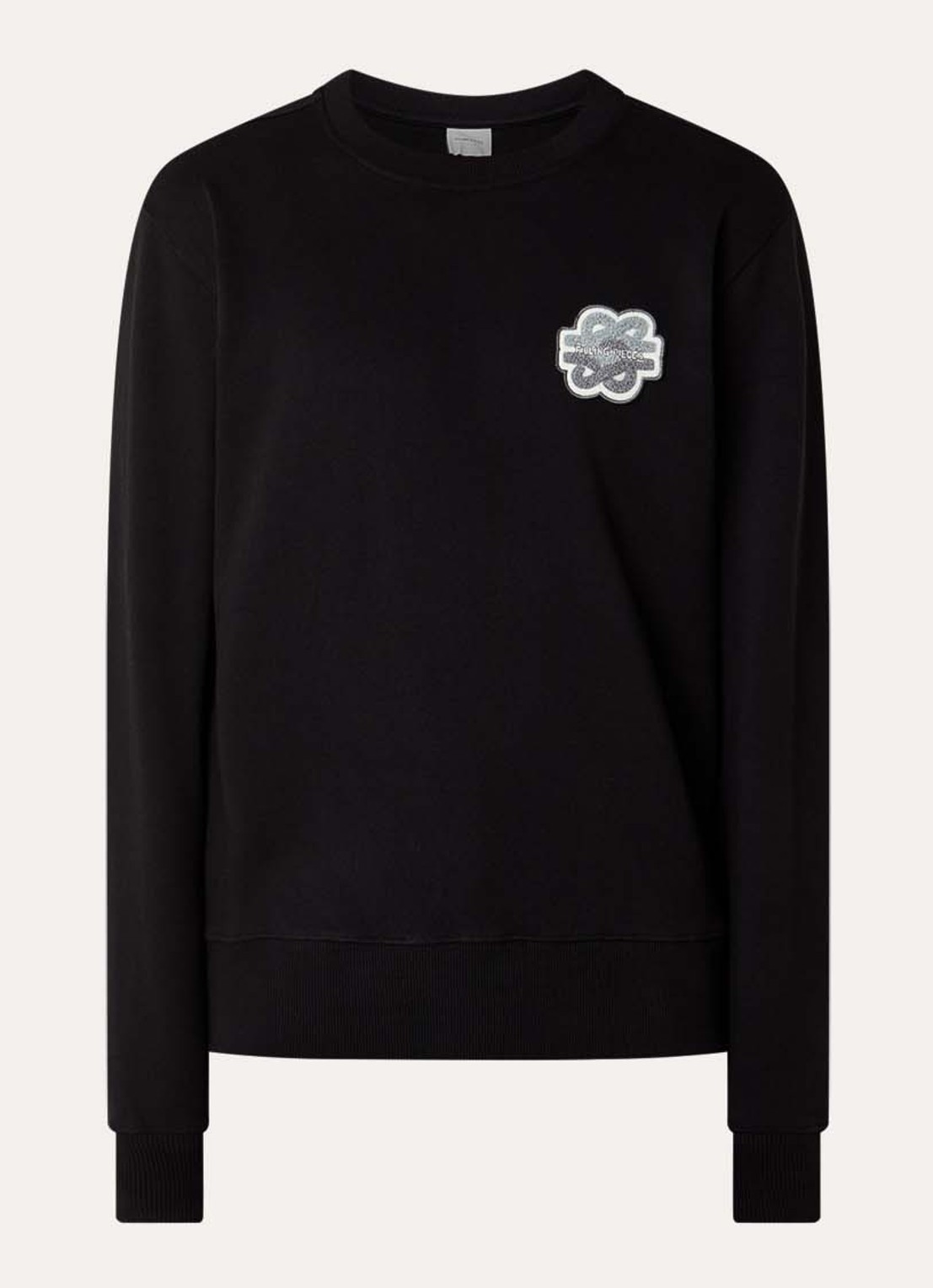 Filling Pieces Tonal sweater met logoborduring - voorkant zwart