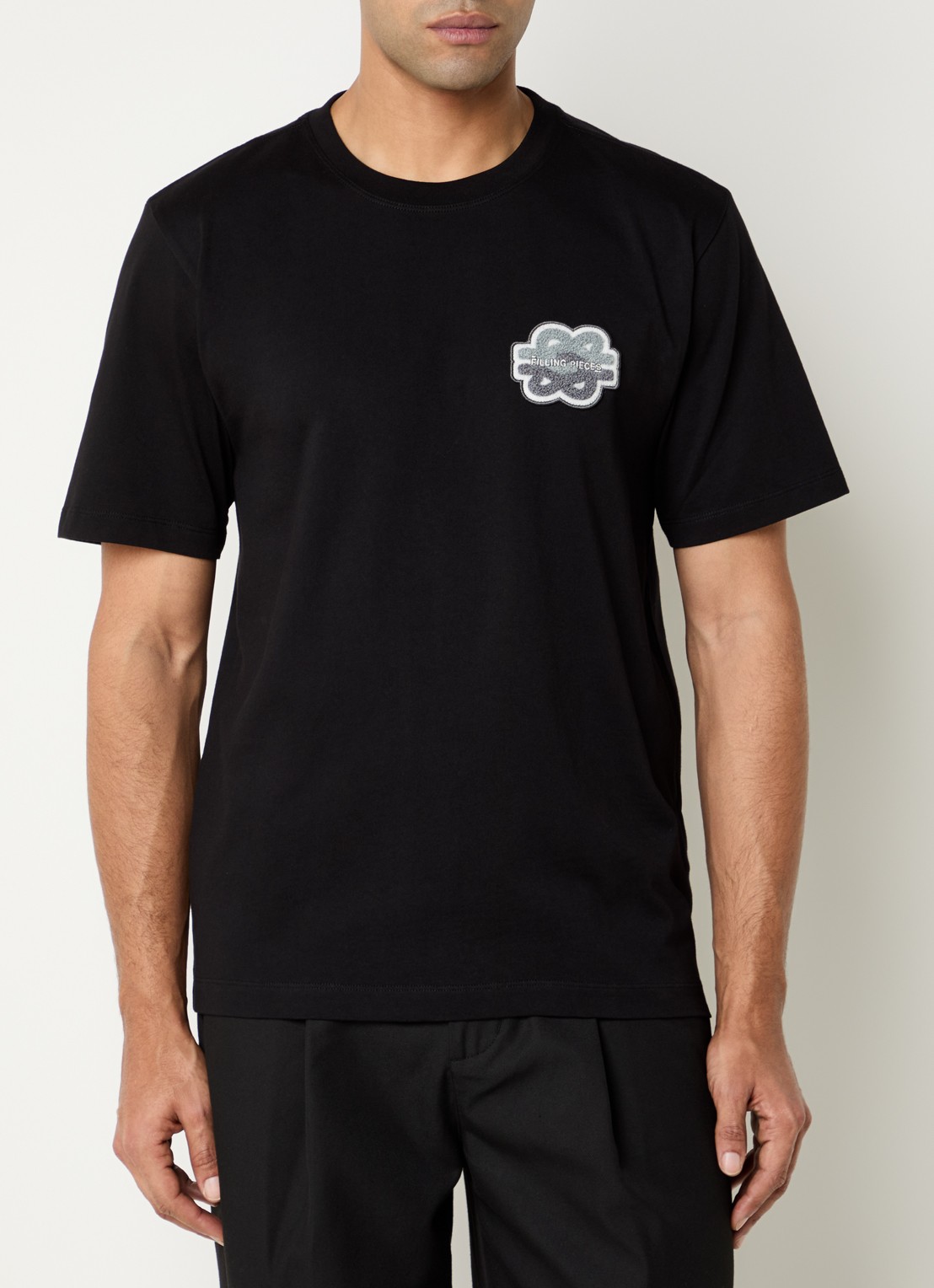 Filling Pieces Tonal T-shirt met logoborduring - detail 4 zwart