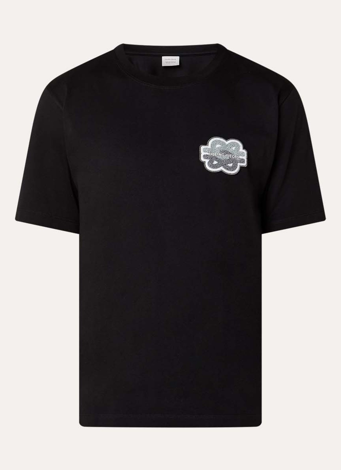 Filling Pieces Tonal T-shirt met logoborduring - voorkant zwart