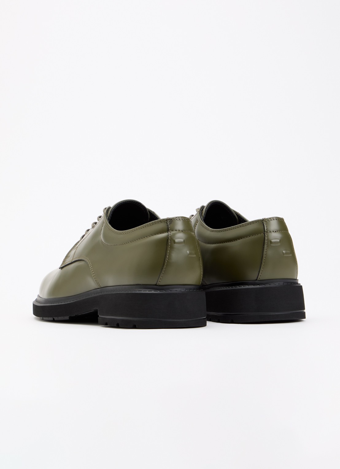 Filling Pieces Veterschoen van leer - achterkant 2 olijfgroen