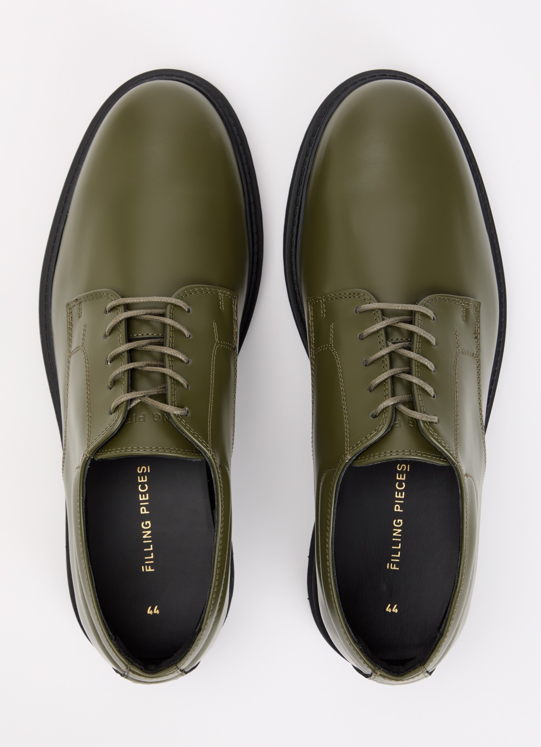 Filling Pieces Veterschoen van leer - detail 4 olijfgroen