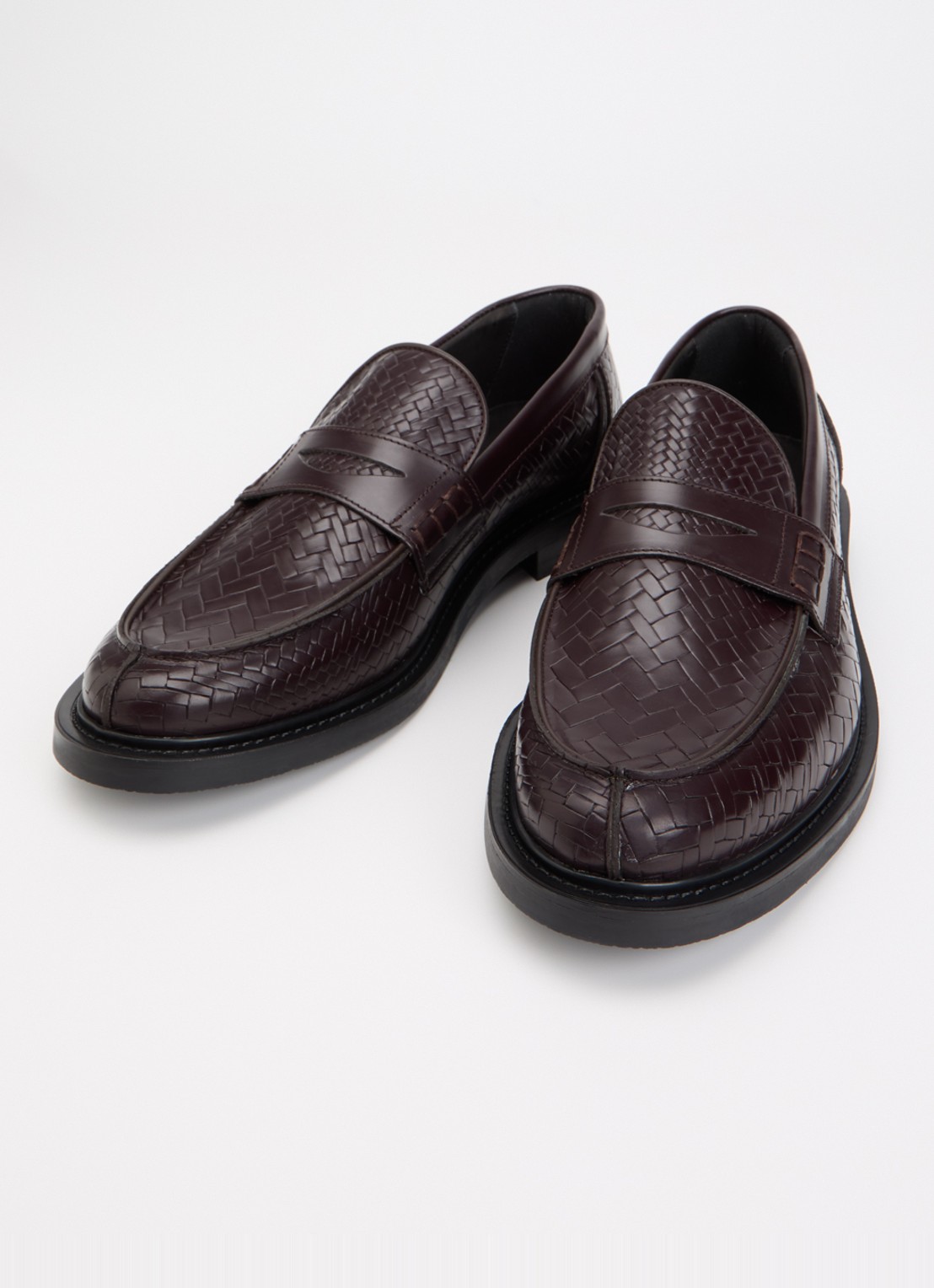 Filling Pieces Woven Twist loafer van leer met gevlochten detail - detail chocoladebruin