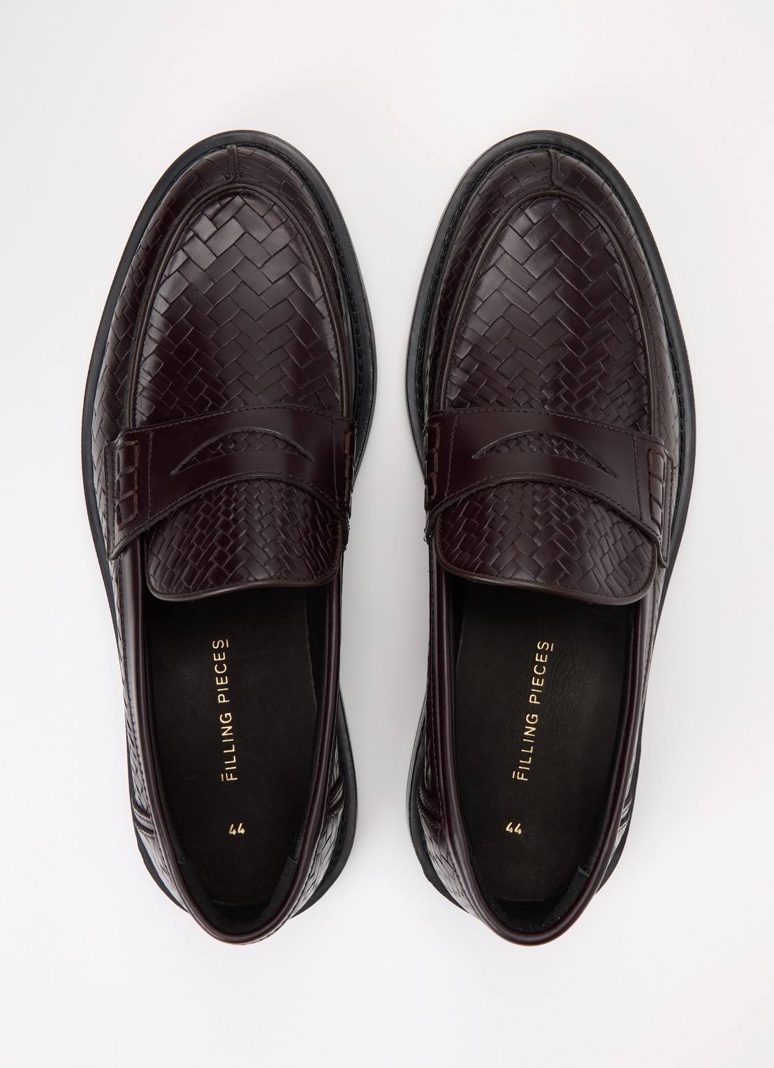 Filling Pieces Woven Twist loafer van leer met gevlochten detail - detail 2 chocoladebruin